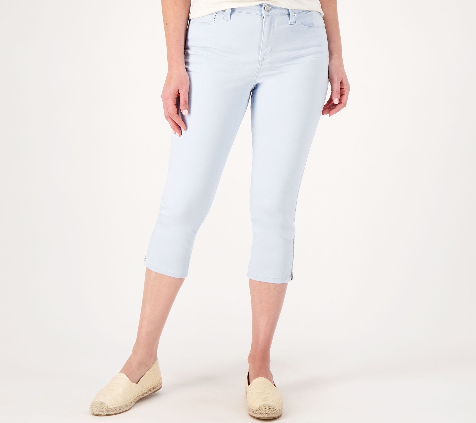 Laurie Felt Tall Wave Denim 5-Pocket Capri with Zipper Detail