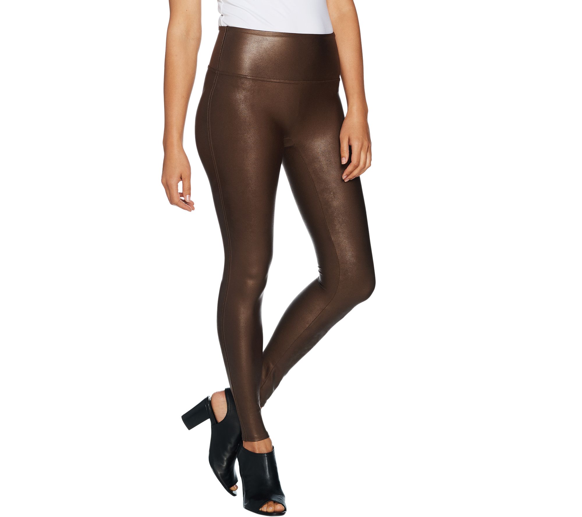 Spanx Faux Leather Leggings in Color Bronze Metal SZ XS