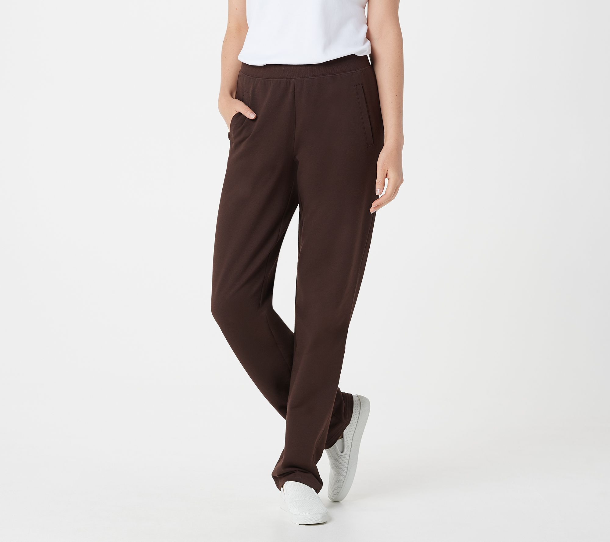 Denim & Co. Petite Active Pull-On Straight Leg Knit Pants - QVC.com