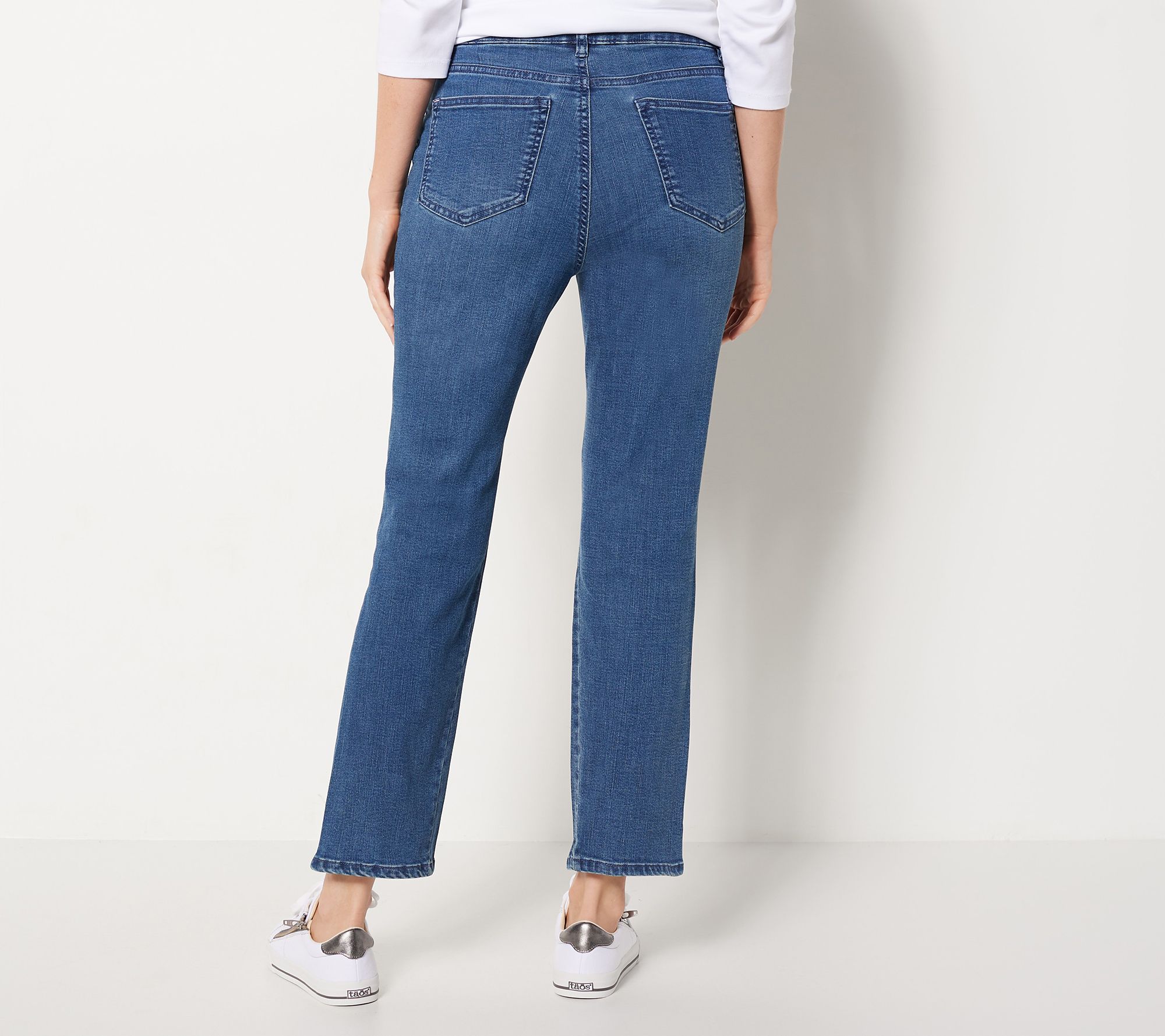 Isaac Mizrahi Live! Tall True Denim Straight-Leg Jeans w/ Inset - QVC.com