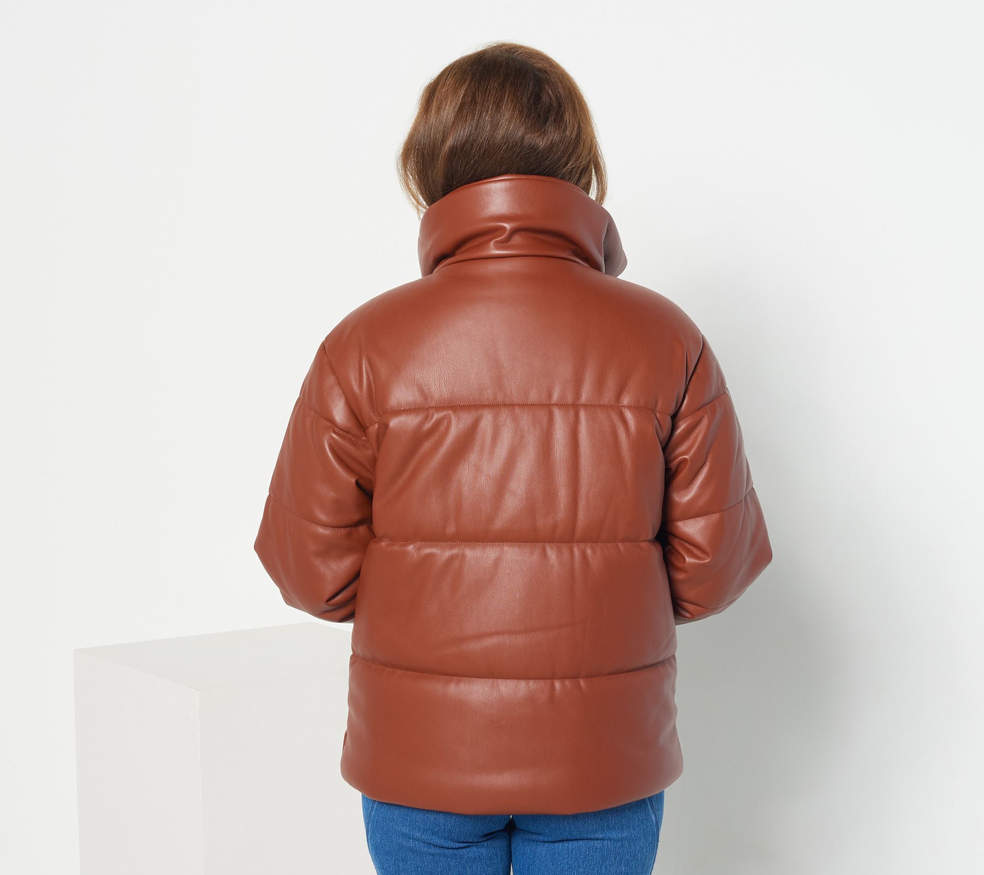 Dennis Basso Faux Leather Puffer Jacket