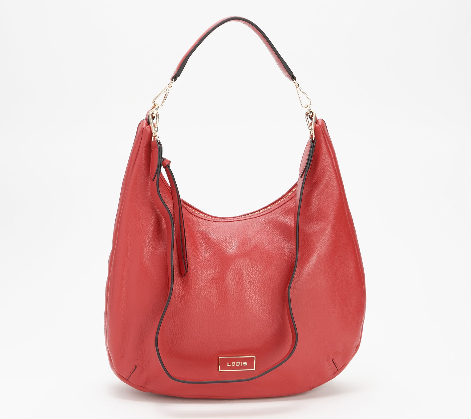 Small Red Leather Hobo Bag - Slouchy Shoulder Purse