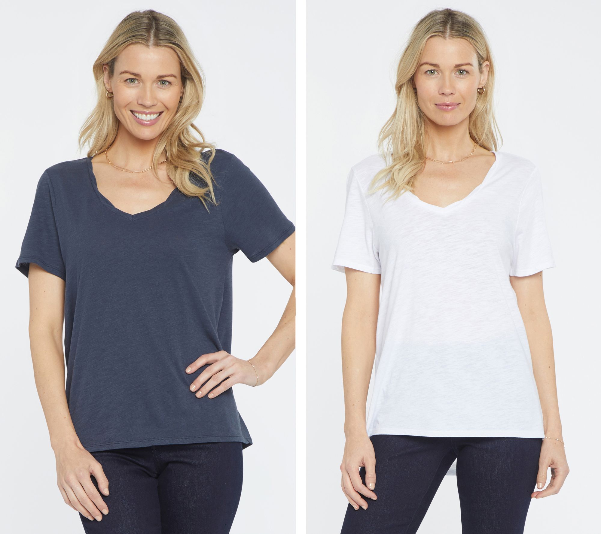 NYDJ Forever Comfort Short-Sleeve Twist V-Neck ee - 2 Pack