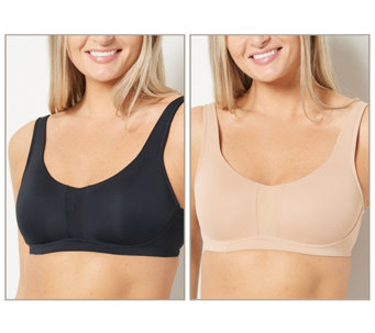 Cuddl Duds Set of 2 Smooth Micro Lightly Lined Scoop Neck Bra - A463940