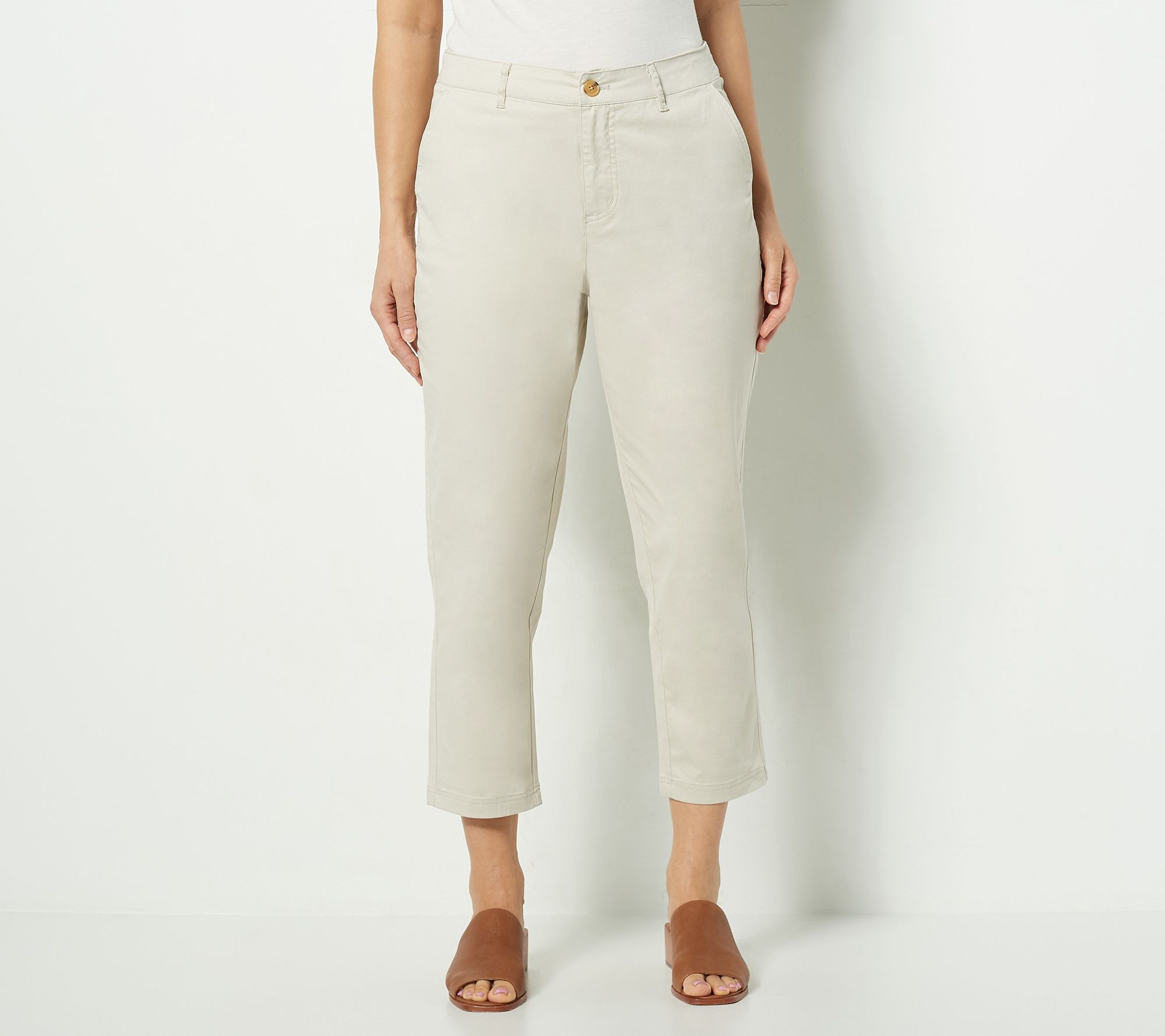 Denim & Co. EasyWear Twill Relaxed Crop Pants 