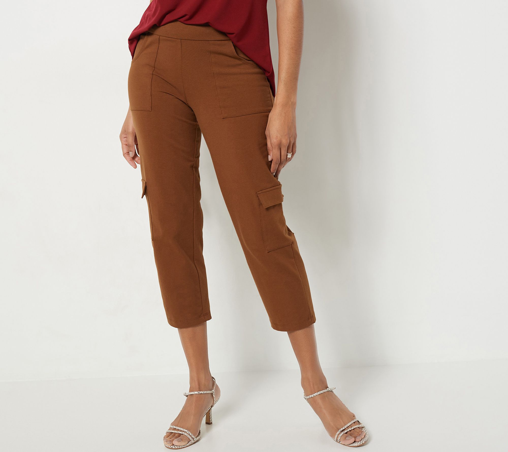Women with Control Petite Tummy Control Crop Pants with Pockets