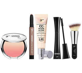 IT Cosmetics Glow w/ IT! CC+ Nude Glow SPF40 5pc Set For Face & Eyes - A504340