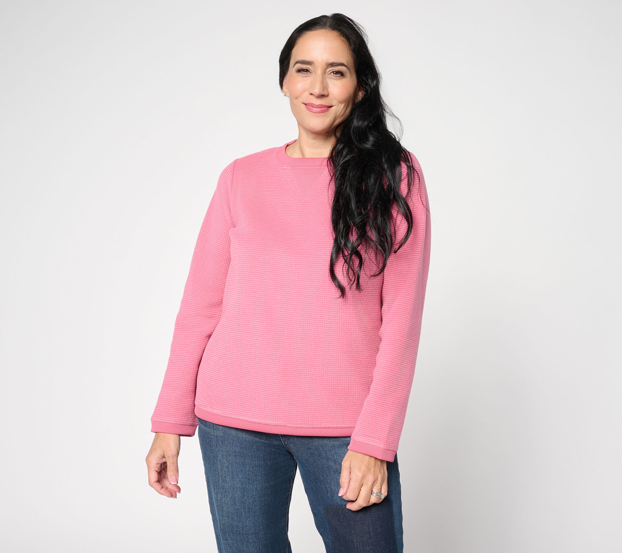 Denim & Co. Chenille Fleece Long-Sleeve Sweatshirt