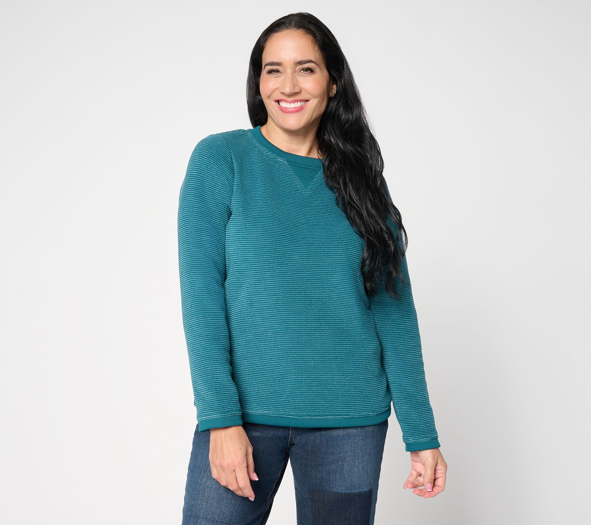 Denim & Co. Chenille Fleece Long-Sleeve Sweatshirt