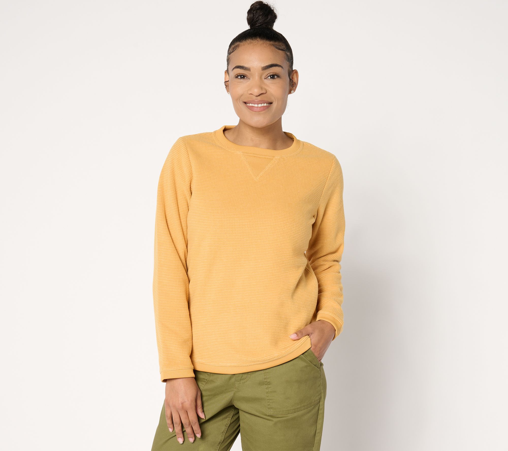 Denim & Co. Chenille Fleece Long-Sleeve Sweatshirt