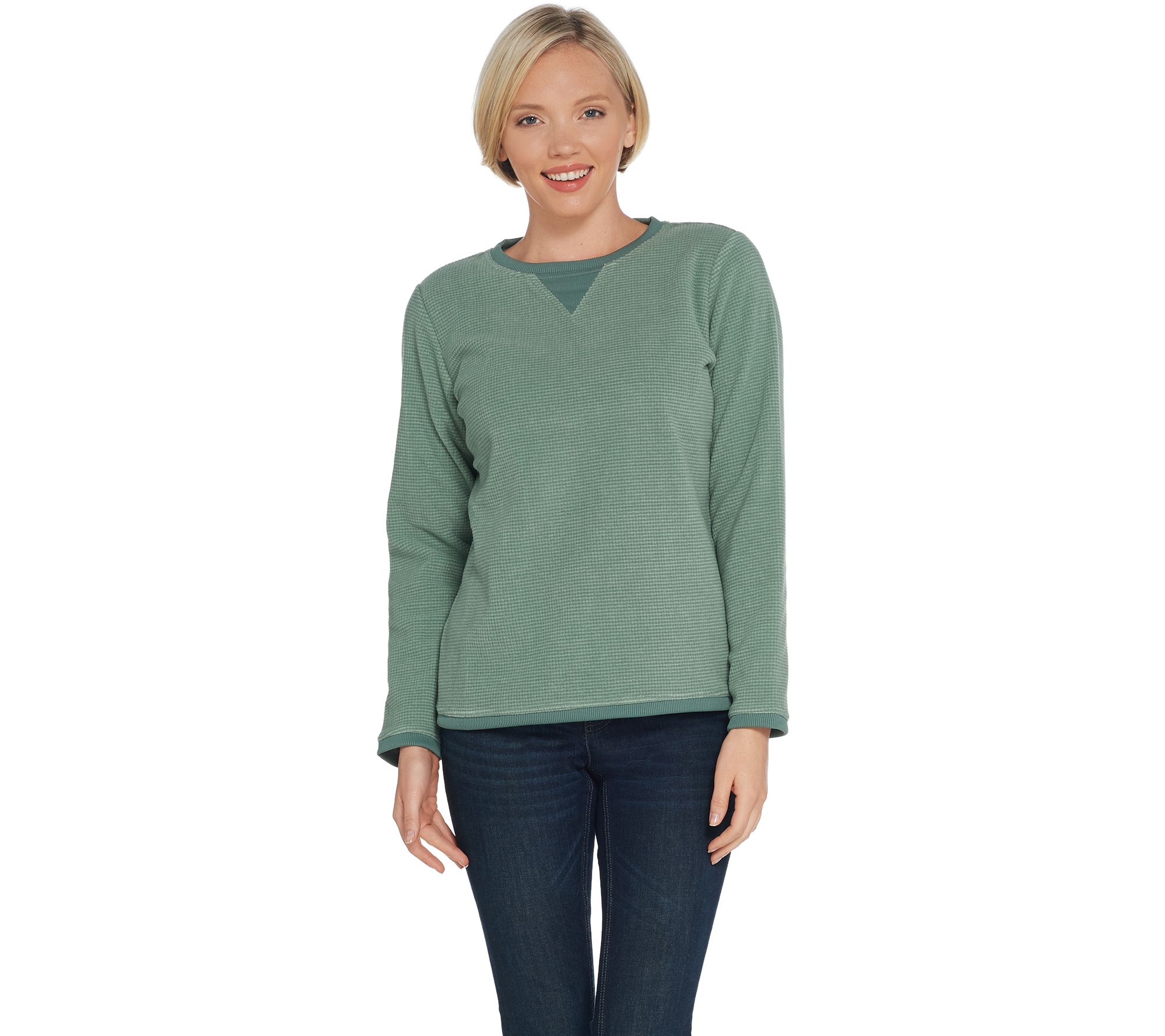 Denim & Co. Chenille Fleece Long-Sleeve Sweatshirt