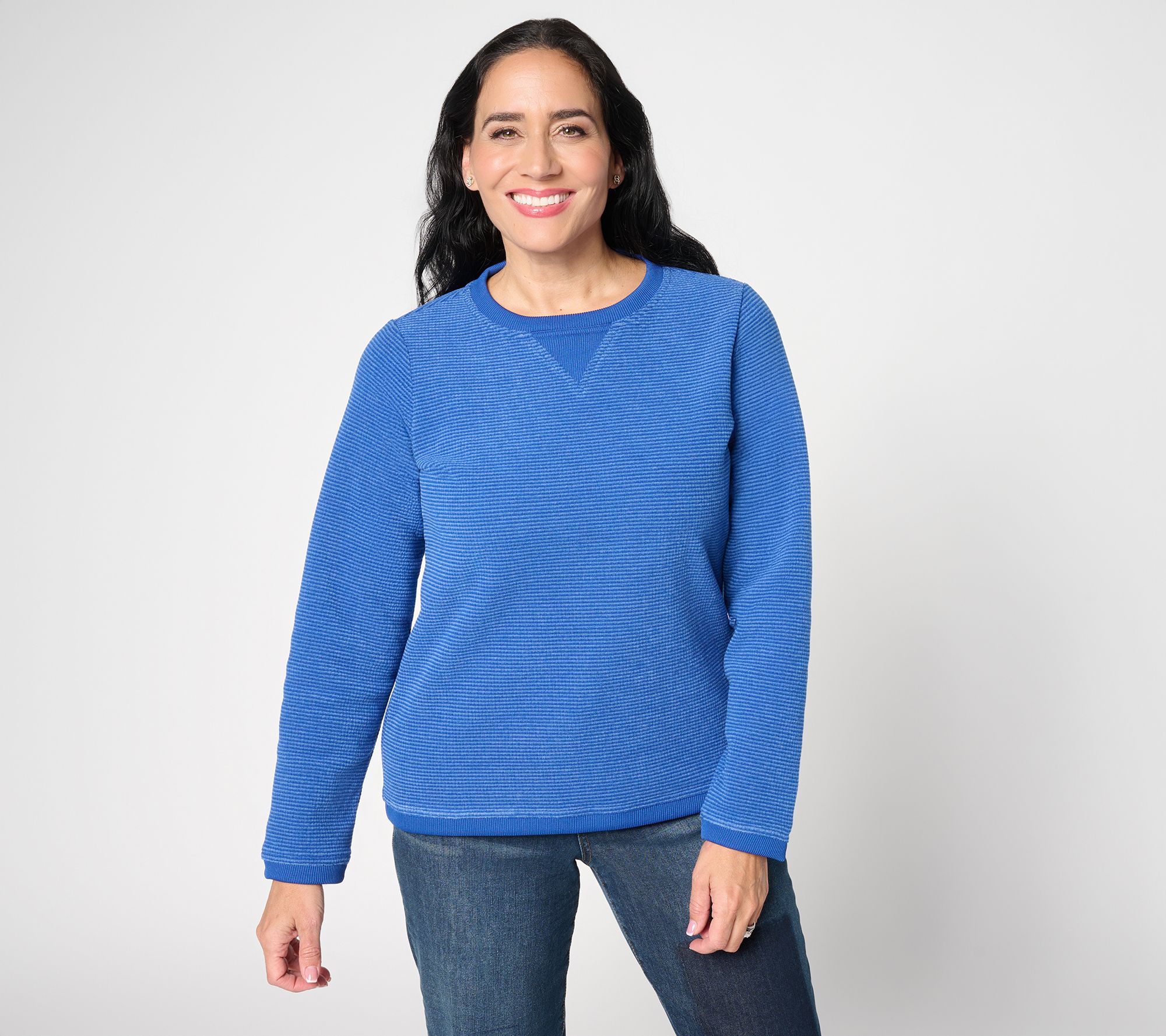 Denim & Co. Chenille Fleece Long-Sleeve Sweatshirt