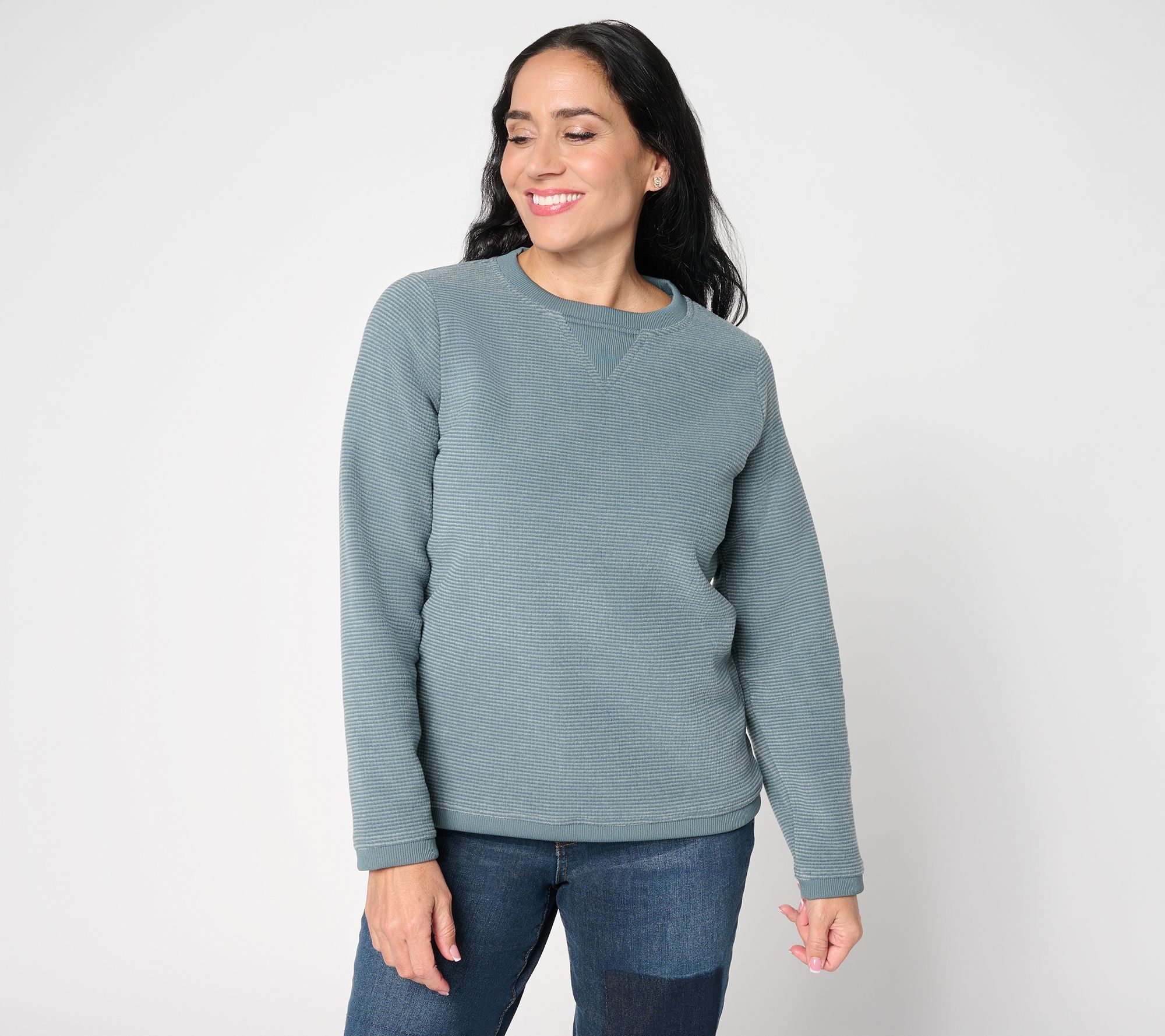 Denim & Co. Chenille Fleece Long-Sleeve Sweatshirt