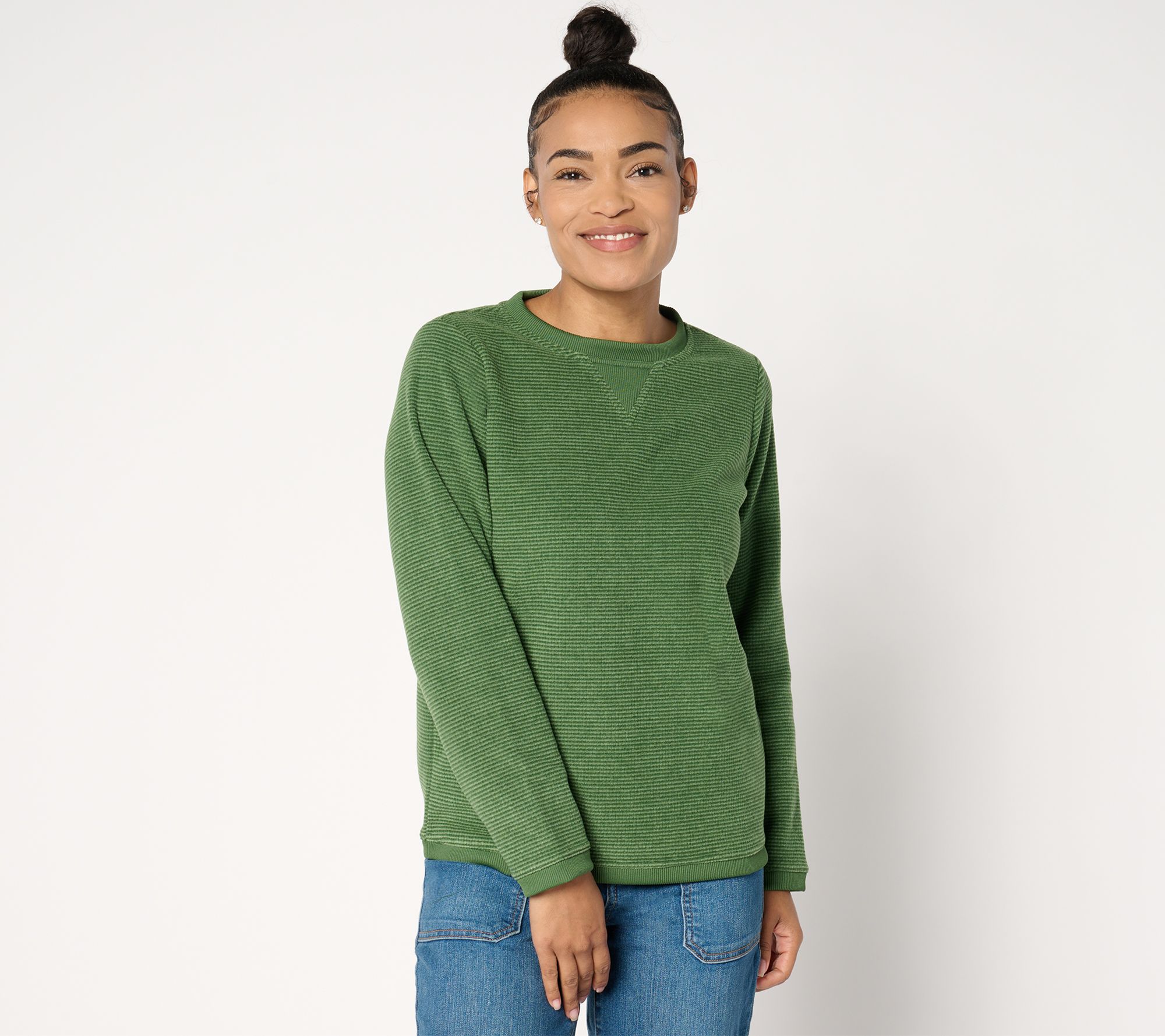 Denim & Co. Chenille Fleece Long-Sleeve Sweatshirt