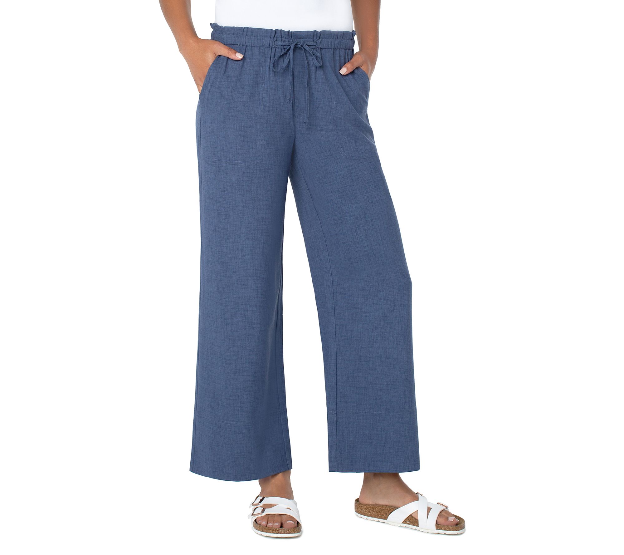 Liverpool Los Angeles Pull on Tie Waist Wide Leg Pant - QVC.com