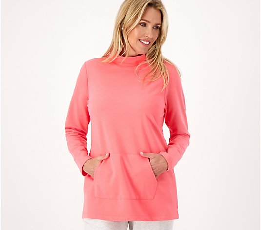 Sport Savvy French Terry Mock Neck Pullover w/ Pocket