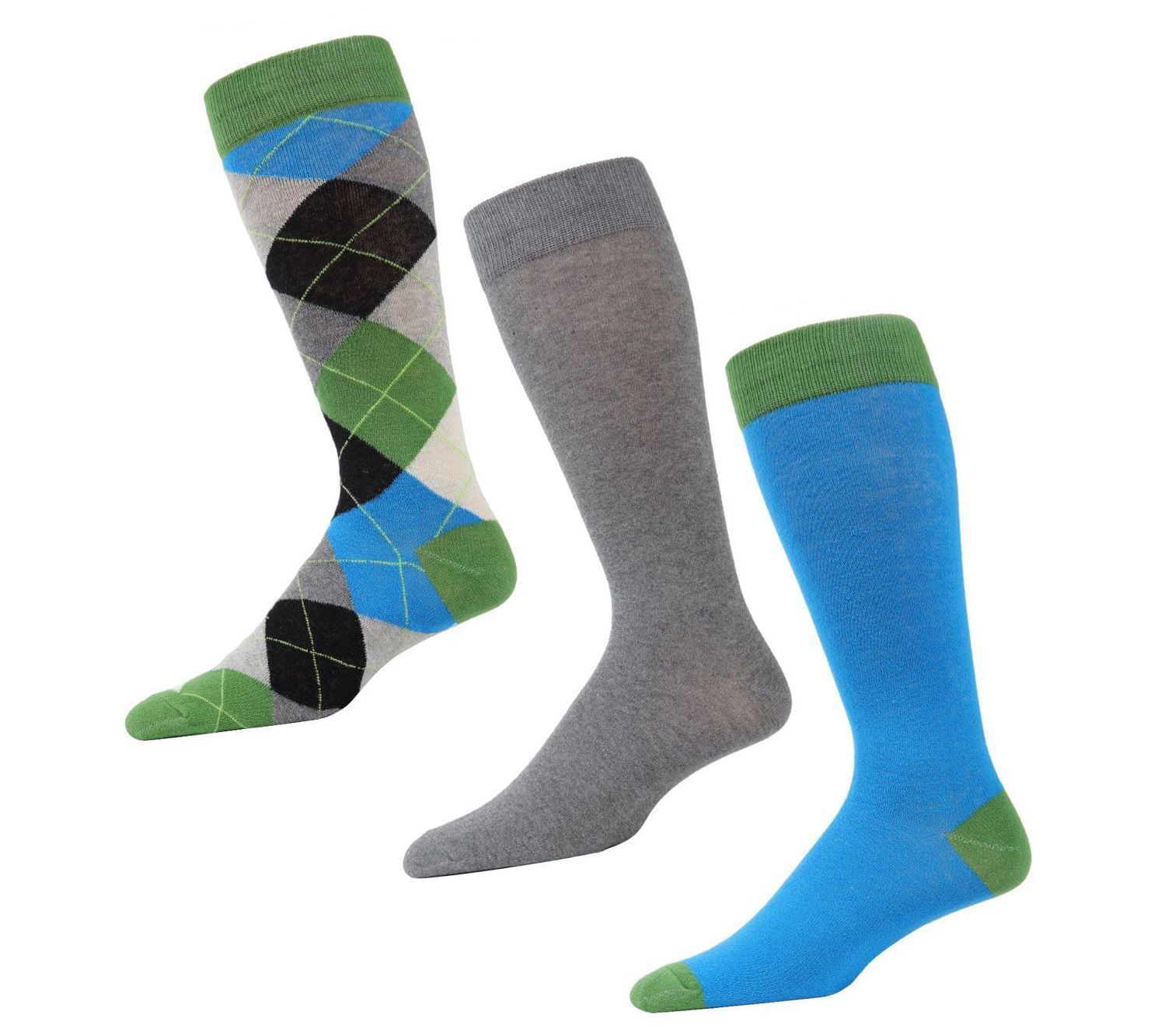 Memoi Men's Diamond Cheer 3 Pack Crew Sock