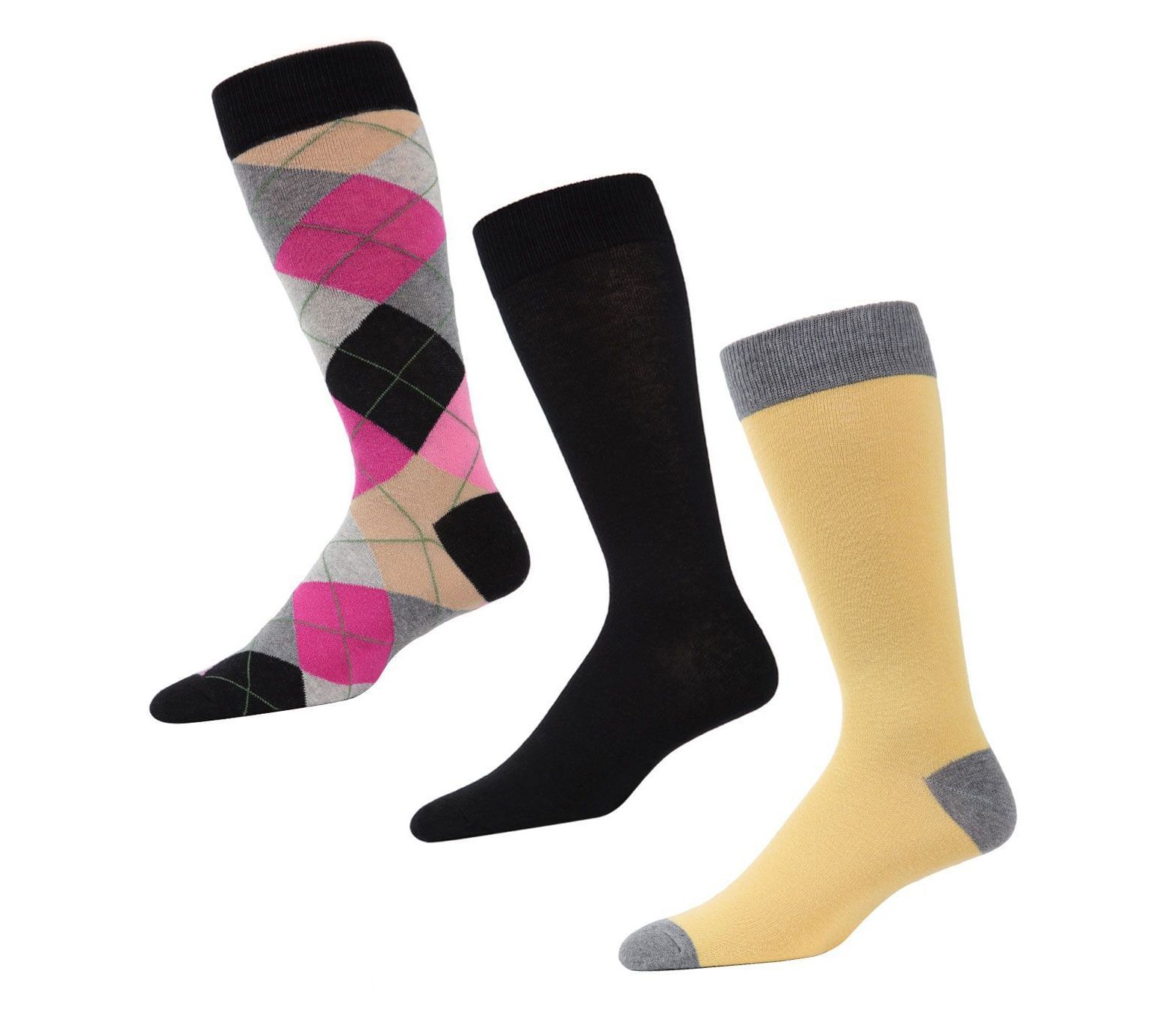 Memoi Men's Diamond Cheer 3 Pack Crew Sock