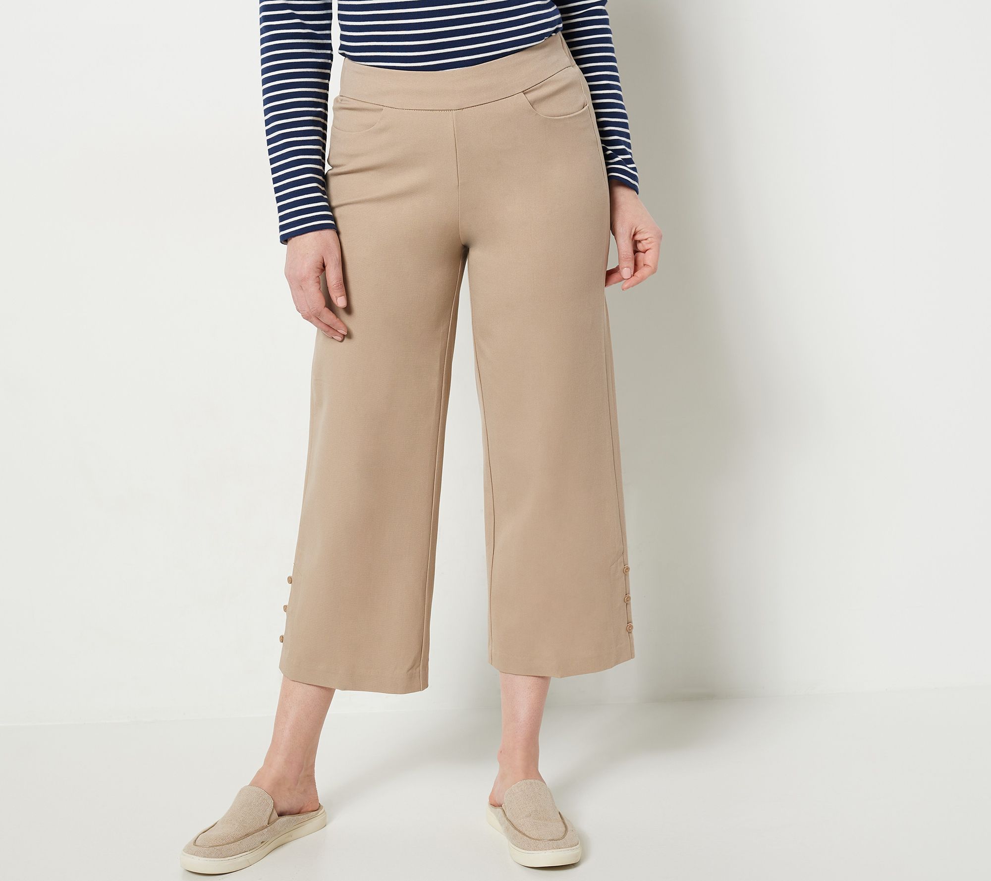 "As Is" Isaac Mizrahi Live! Tall 24/7 Stretch Crop Wide Leg