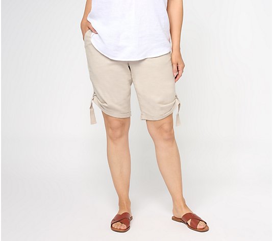 Susan Graver PURE Linen Blend Bermuda Shorts with Rolled Hem