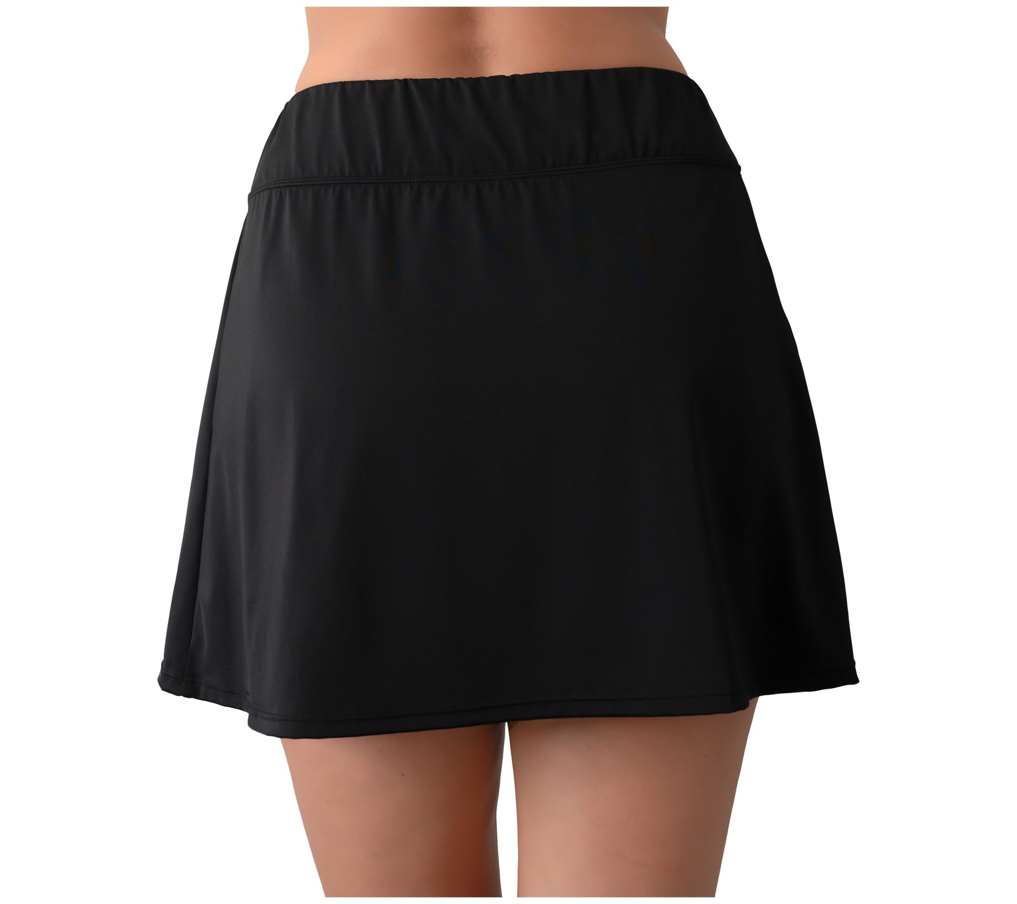 Fit 4 Ur Hips Solid Swim Skirt with Zippered Po cket
