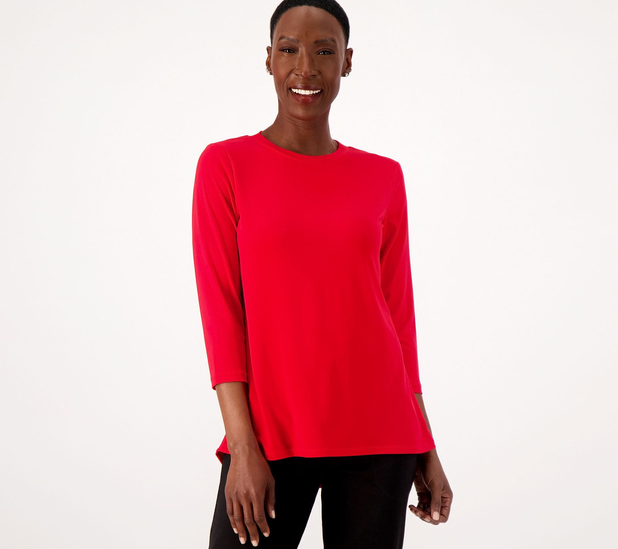 "As Is" Susan Graver Modern Essentials Pet Liquid Knit Crew Neck Top