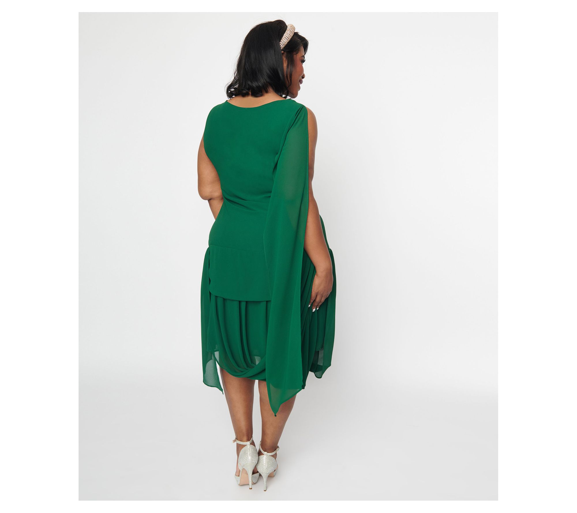 Unique Vintage 1920s Emerald Green Draped Flapper Dress - QVC.com