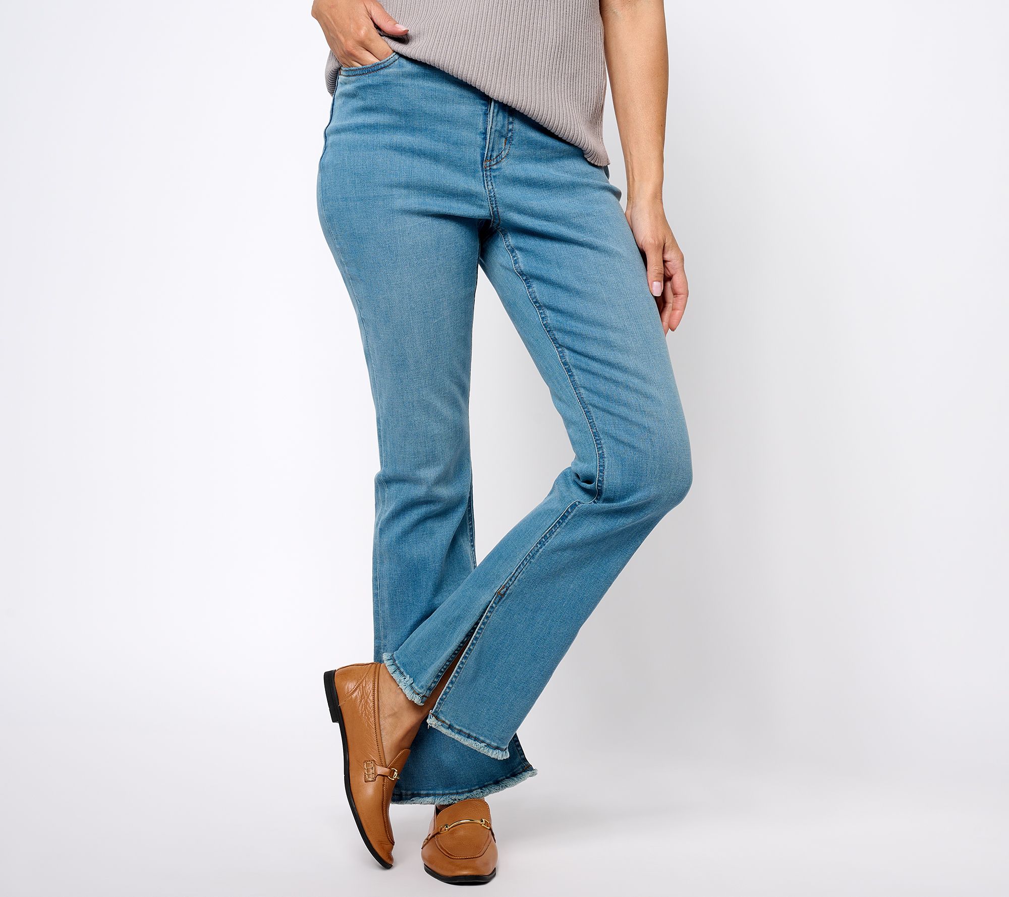 "As Is" Canyon Retreat Denim Flare Jean with Inseam Slit Detail