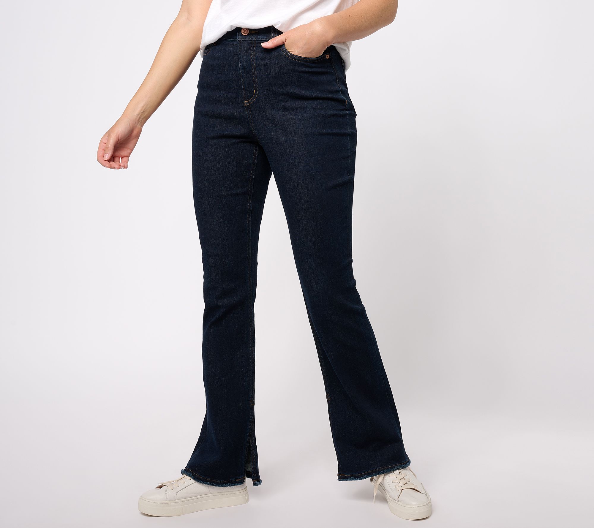 Denim & Co. Canyon Retreat Flare Jean w/ Inseam Slit Detail 