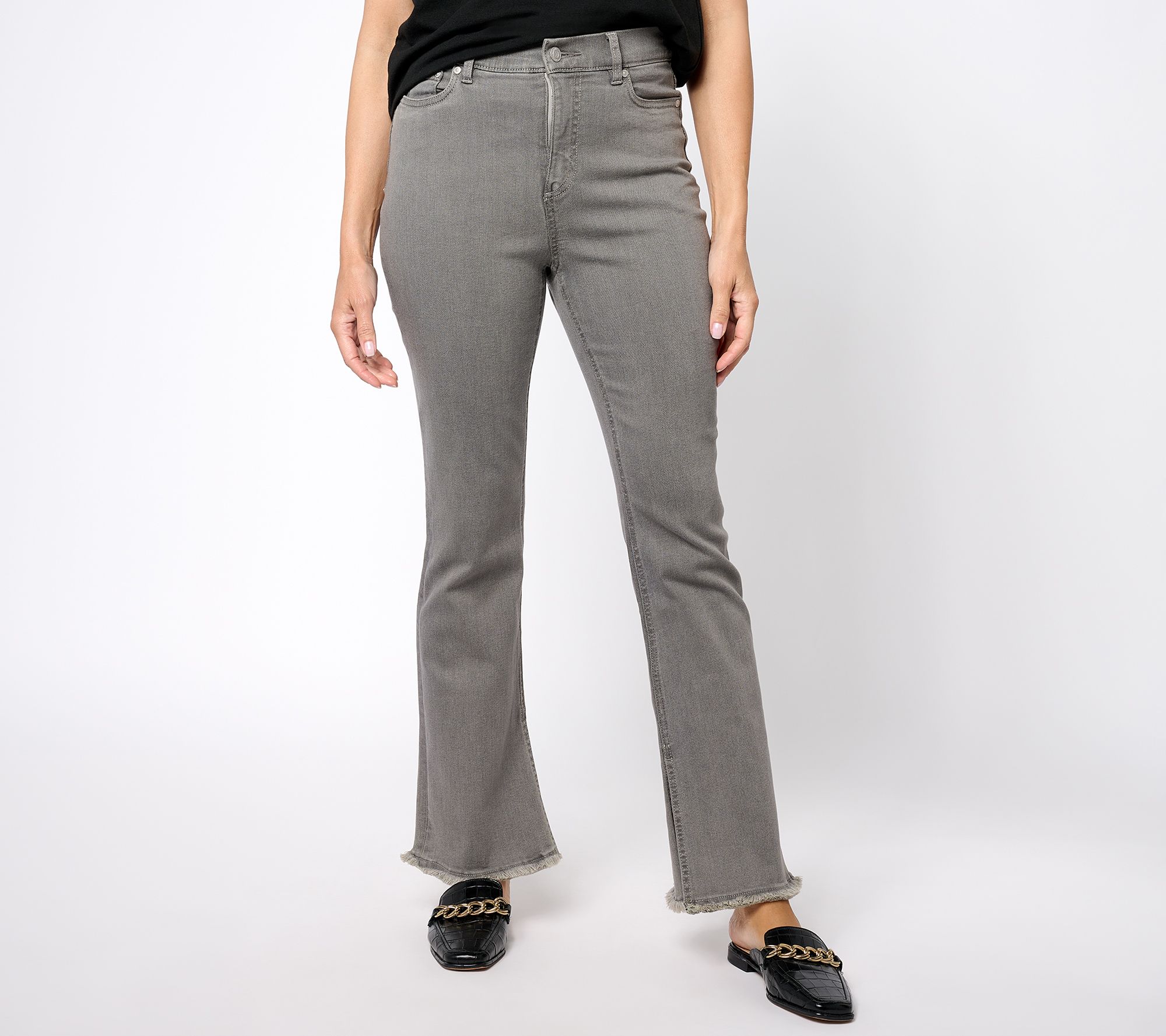 "As Is" Canyon Retreat Denim Flare Jean with Inseam Slit Detail