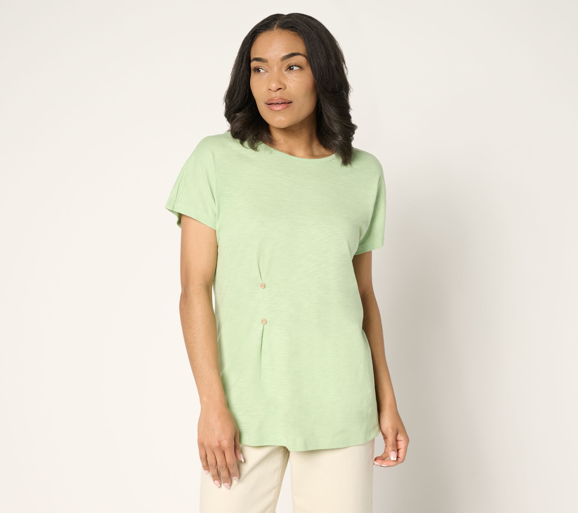 Denim & Co. Petite Linen Blend Dolman Sleeve Tunic