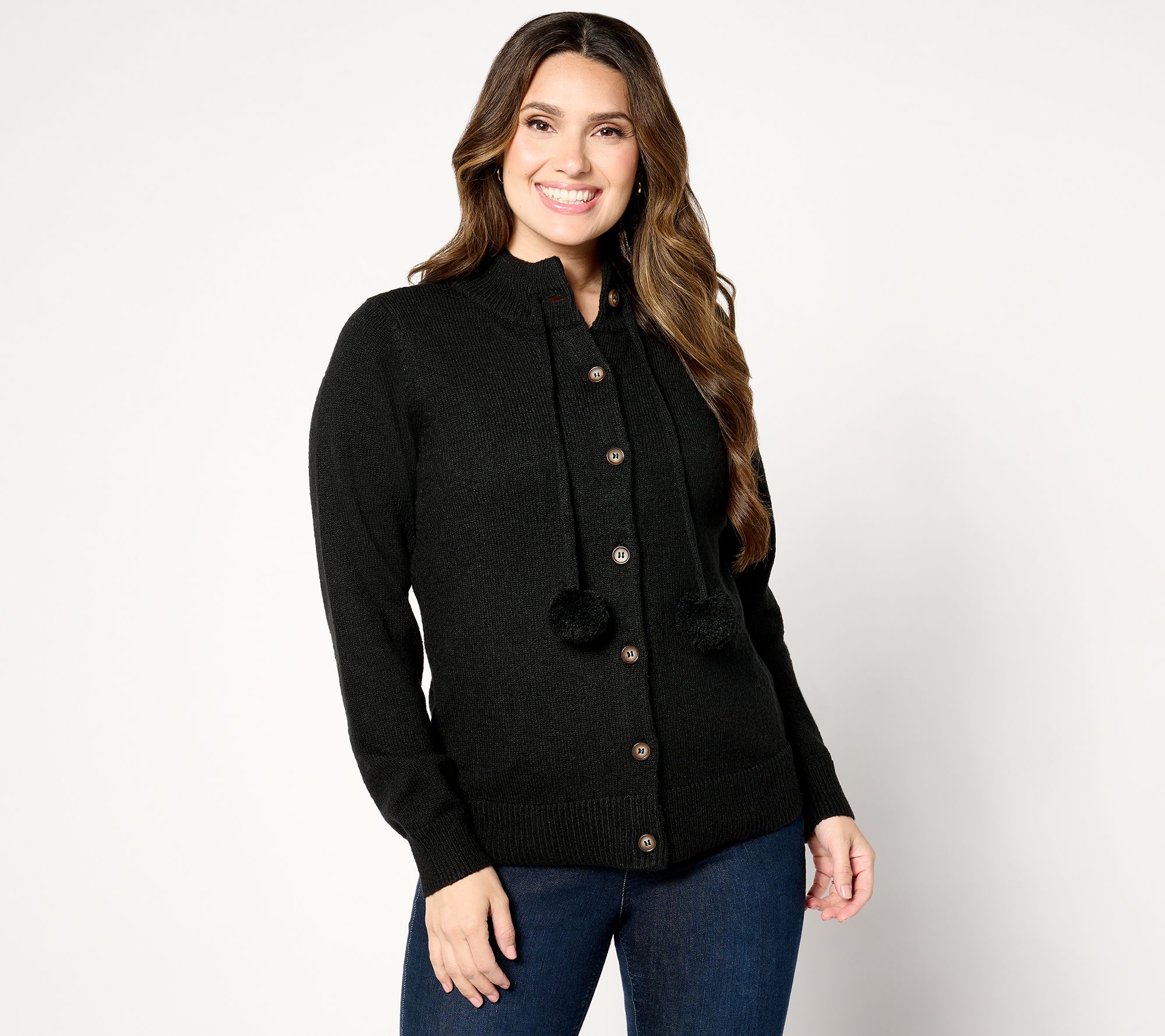 Belle by Kim Gravel Let's Get Cozy Pom Pom Cardigan