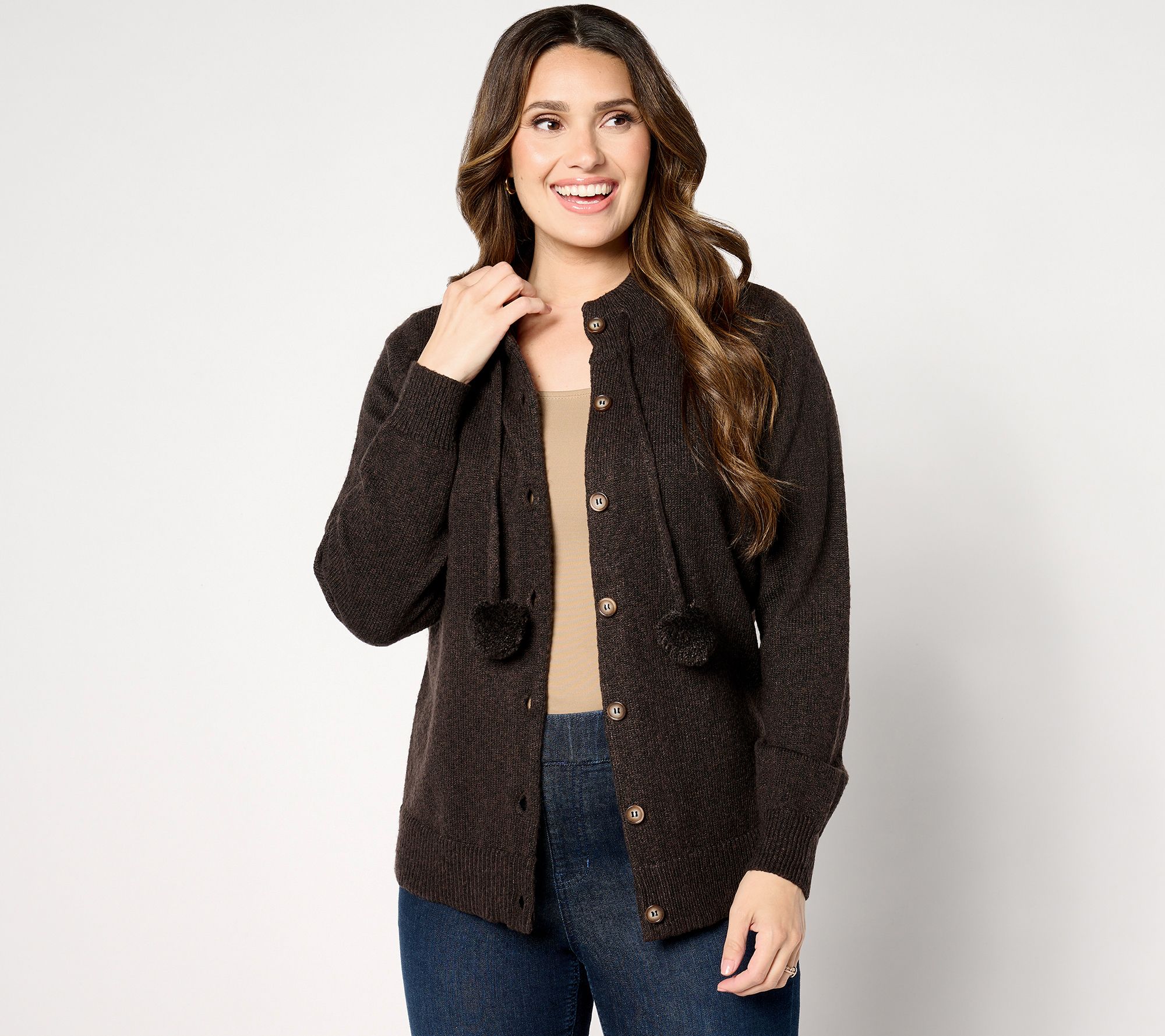Belle by Kim Gravel Let's Get Cozy Pom Pom Cardigan