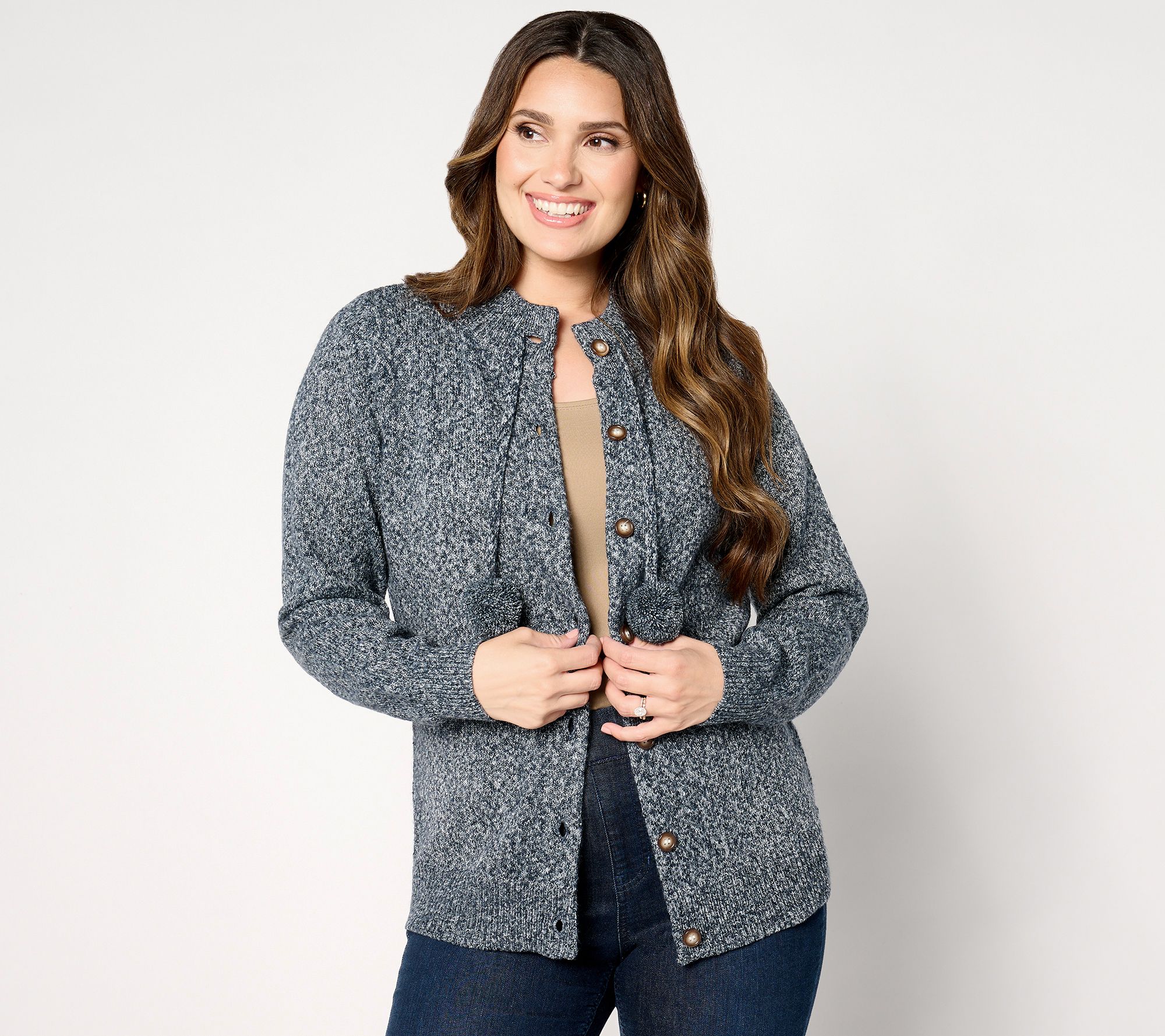 Belle by Kim Gravel Let's Get Cozy Pom Pom Cardigan