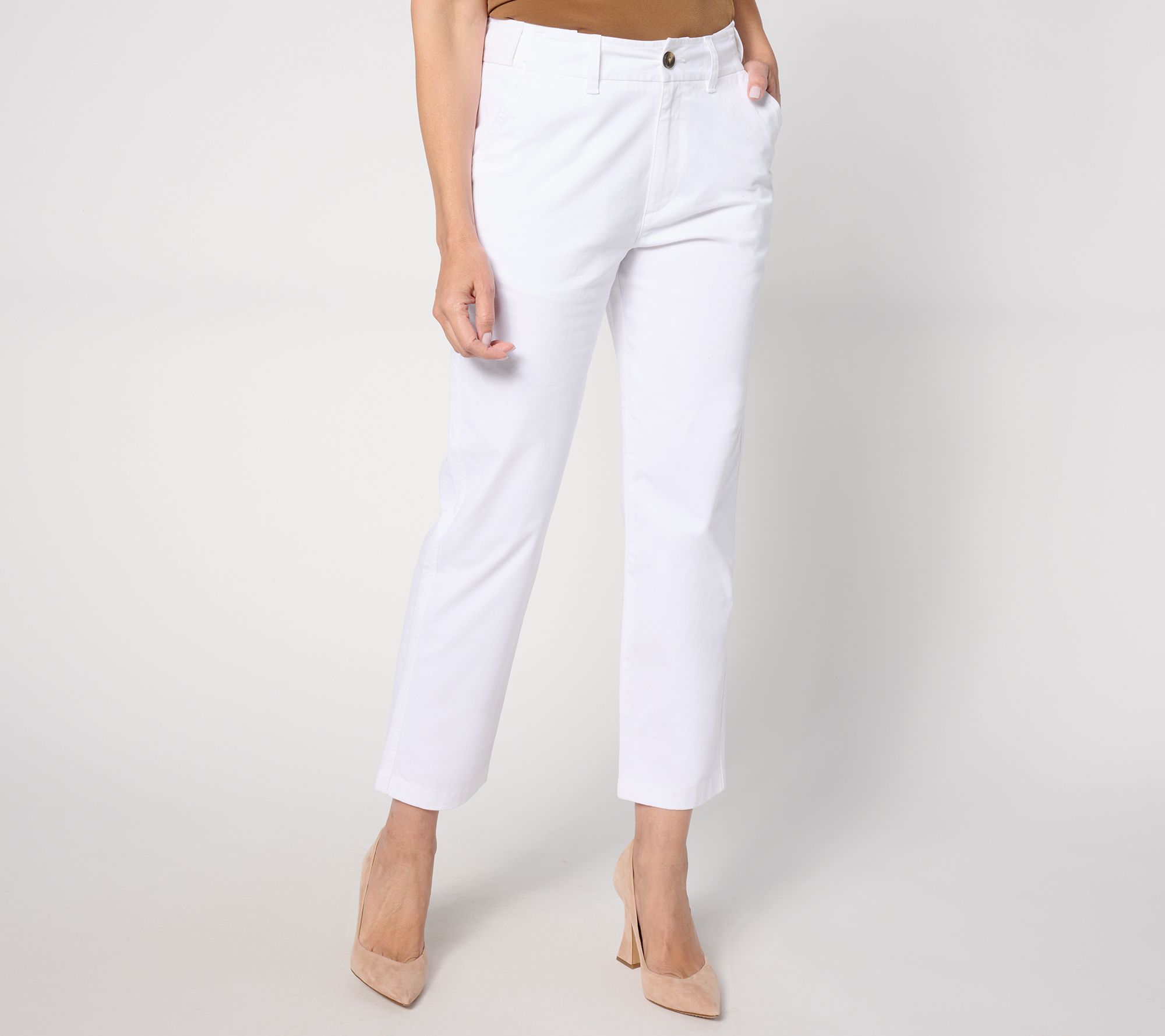 "As Is" Joan Rivers Petite Tru-Waist_Twill Straight Ankle Pants
