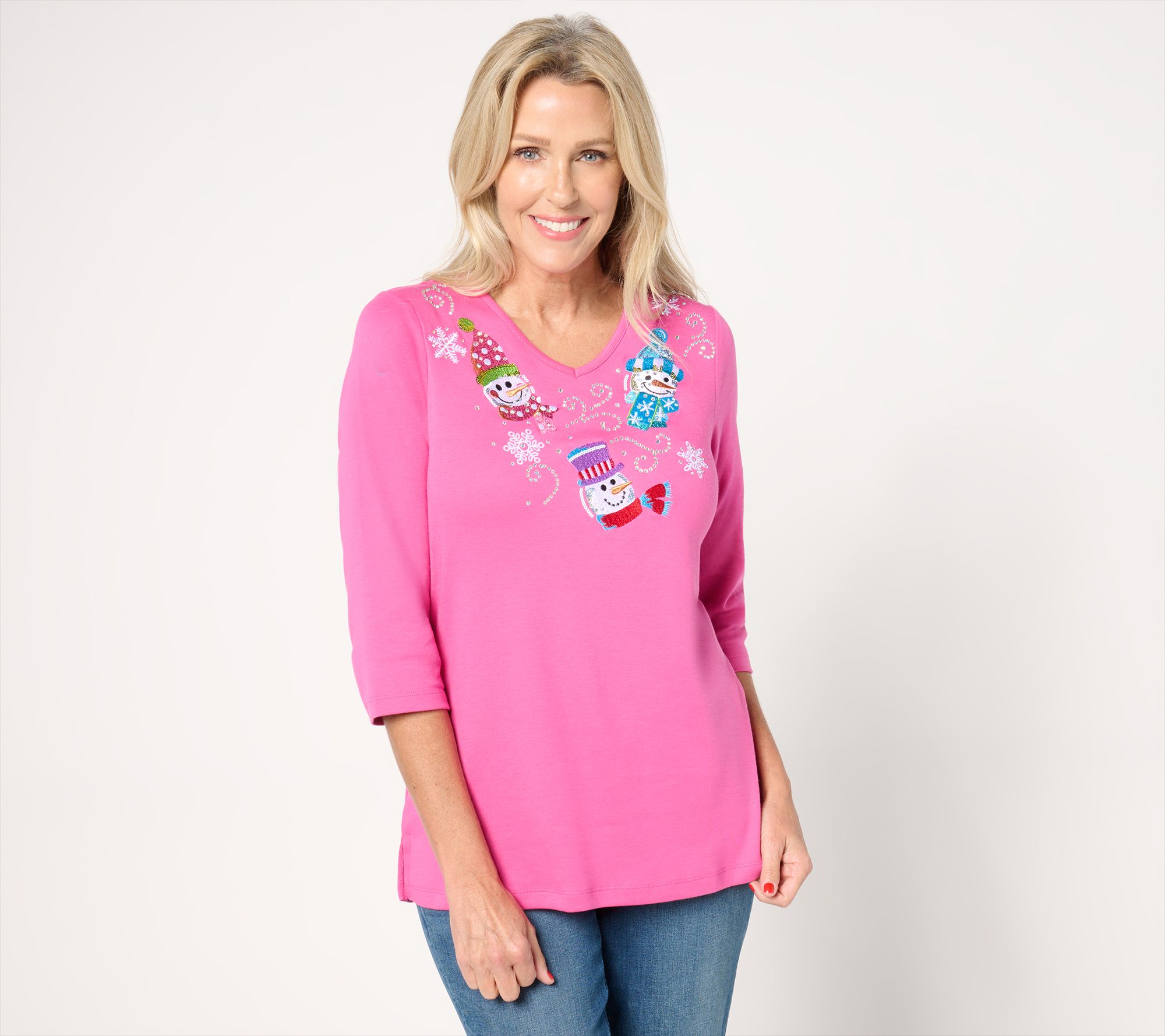 Quacker Factory Holiday Trio 3/4 Sleeve Top
