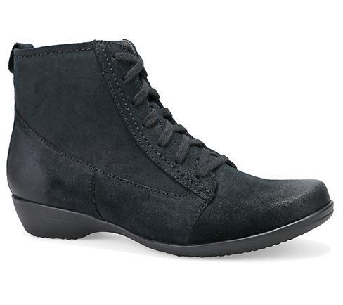 Dansko Black Burnished Suede Ankle Boot- Fergie