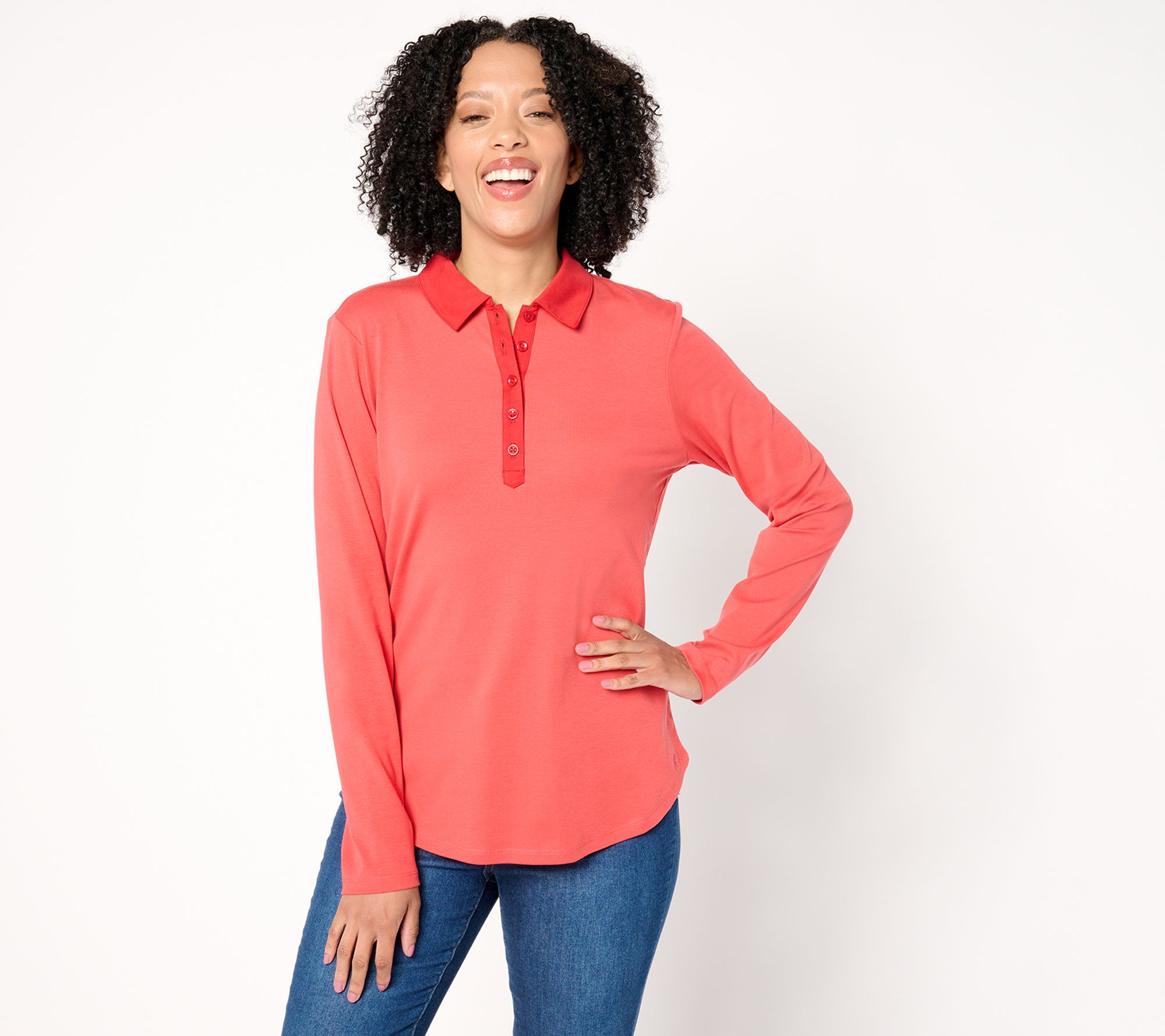 "As Is" Isaac Mizrahi Live! Essentials Pima Cotton Stripe Long Sleeve Top