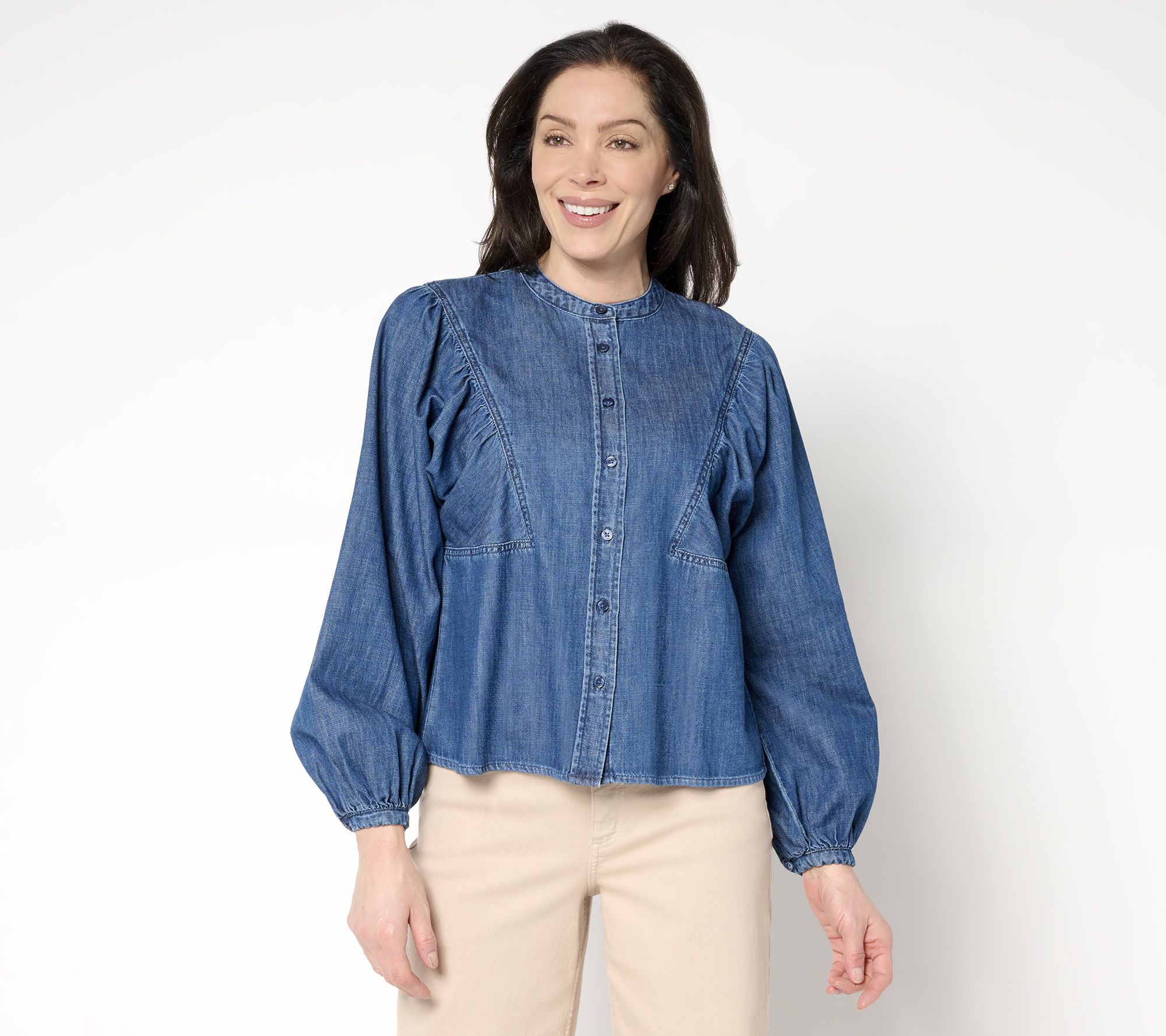 Me by Jennie Garth Dahlia Indigo Cotton Denim Shirt