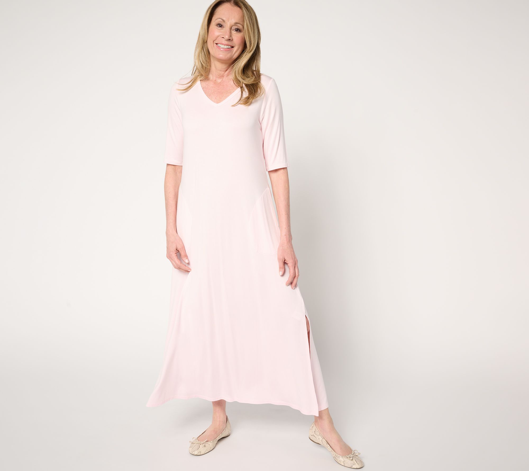 Belle by Kim Gravel Regular Rayon Spandex Elbow Sleeve Maxi Dress