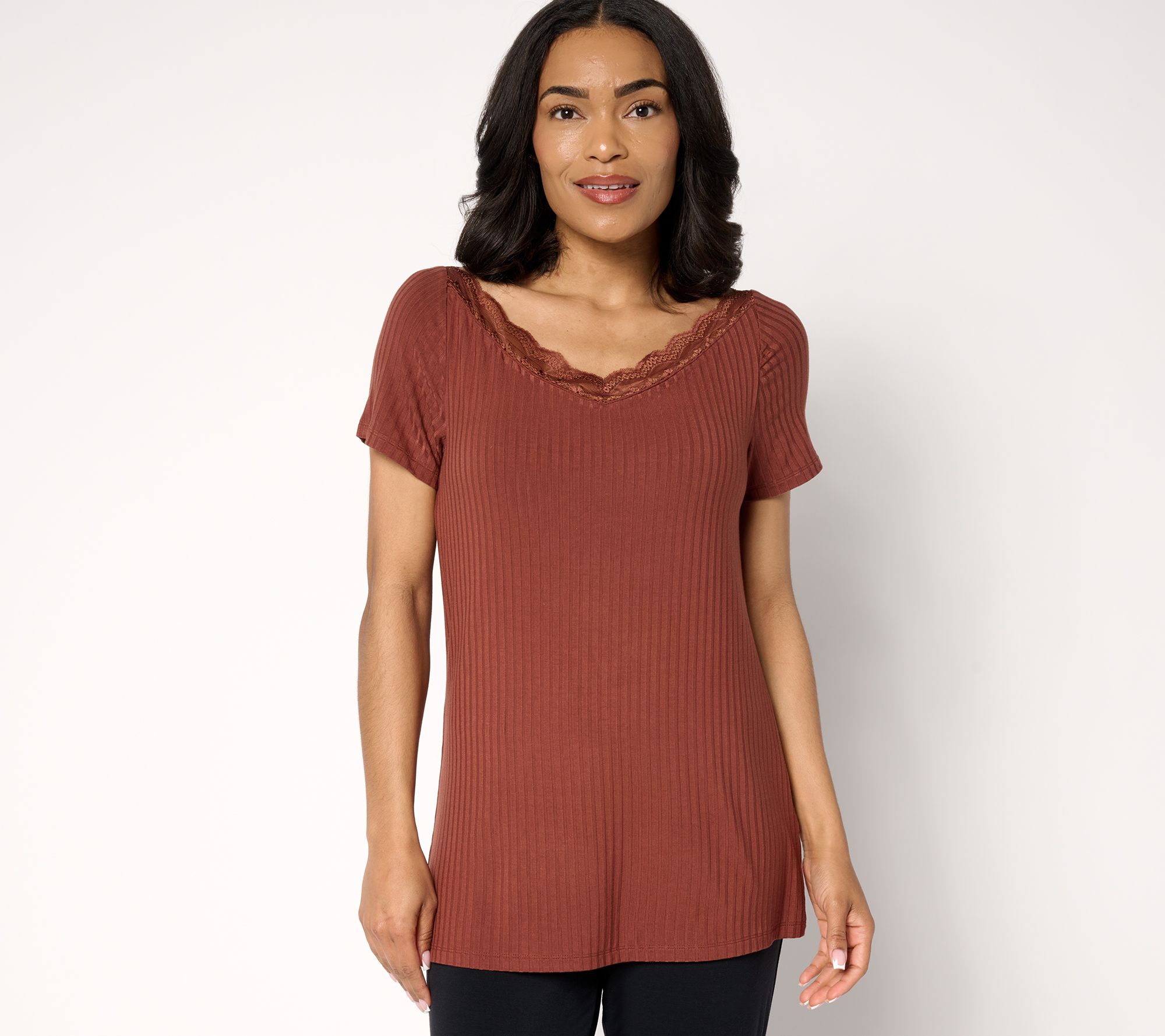 Modern Soul Radiant Rib Lace Trim Top with Support System