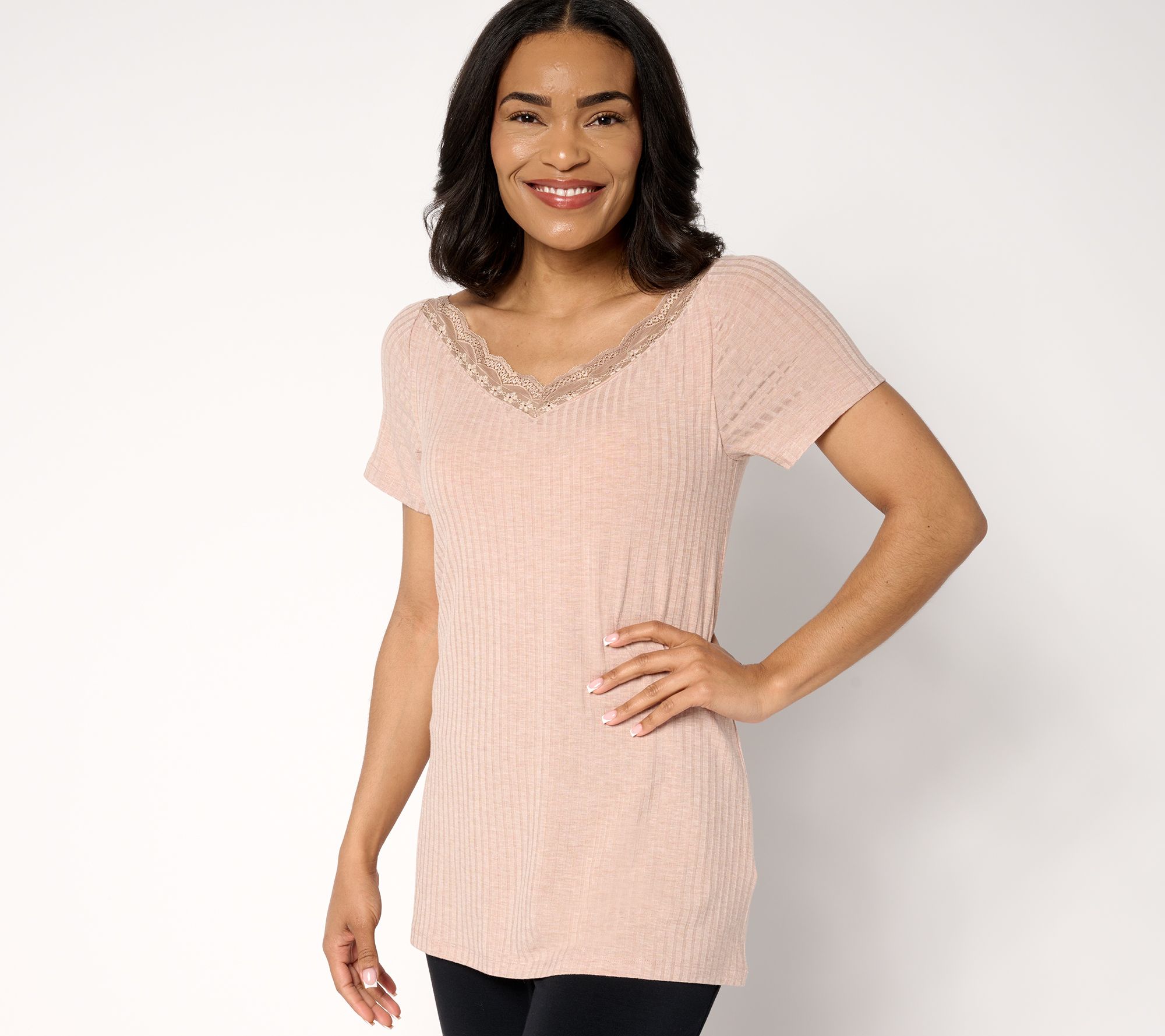 Modern Soul x Anybody Radiant Rib Lace Trim Top with Support System