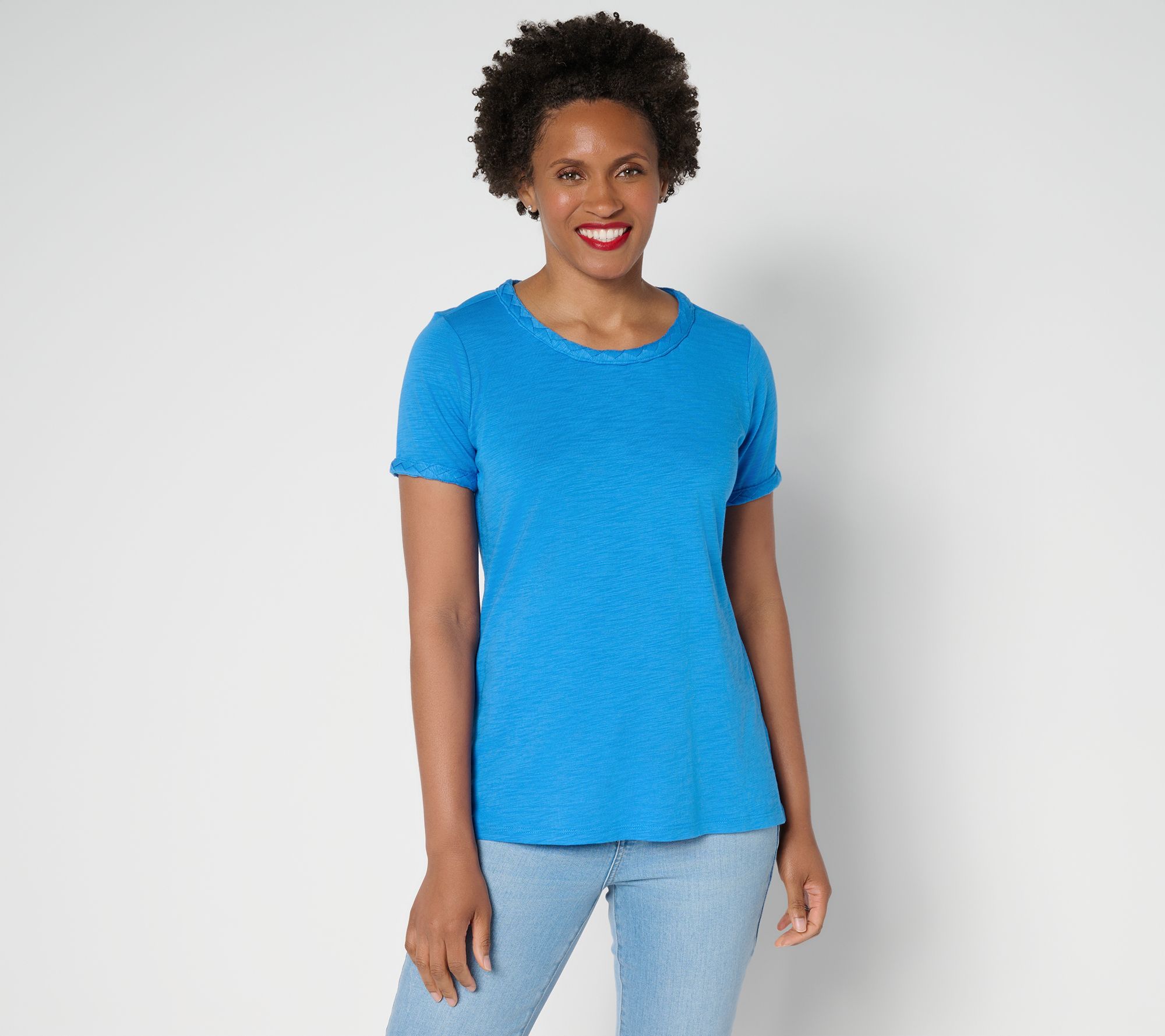 Belle by Kim Gravel Slub Knit Cape Cod Rope Trim Top
