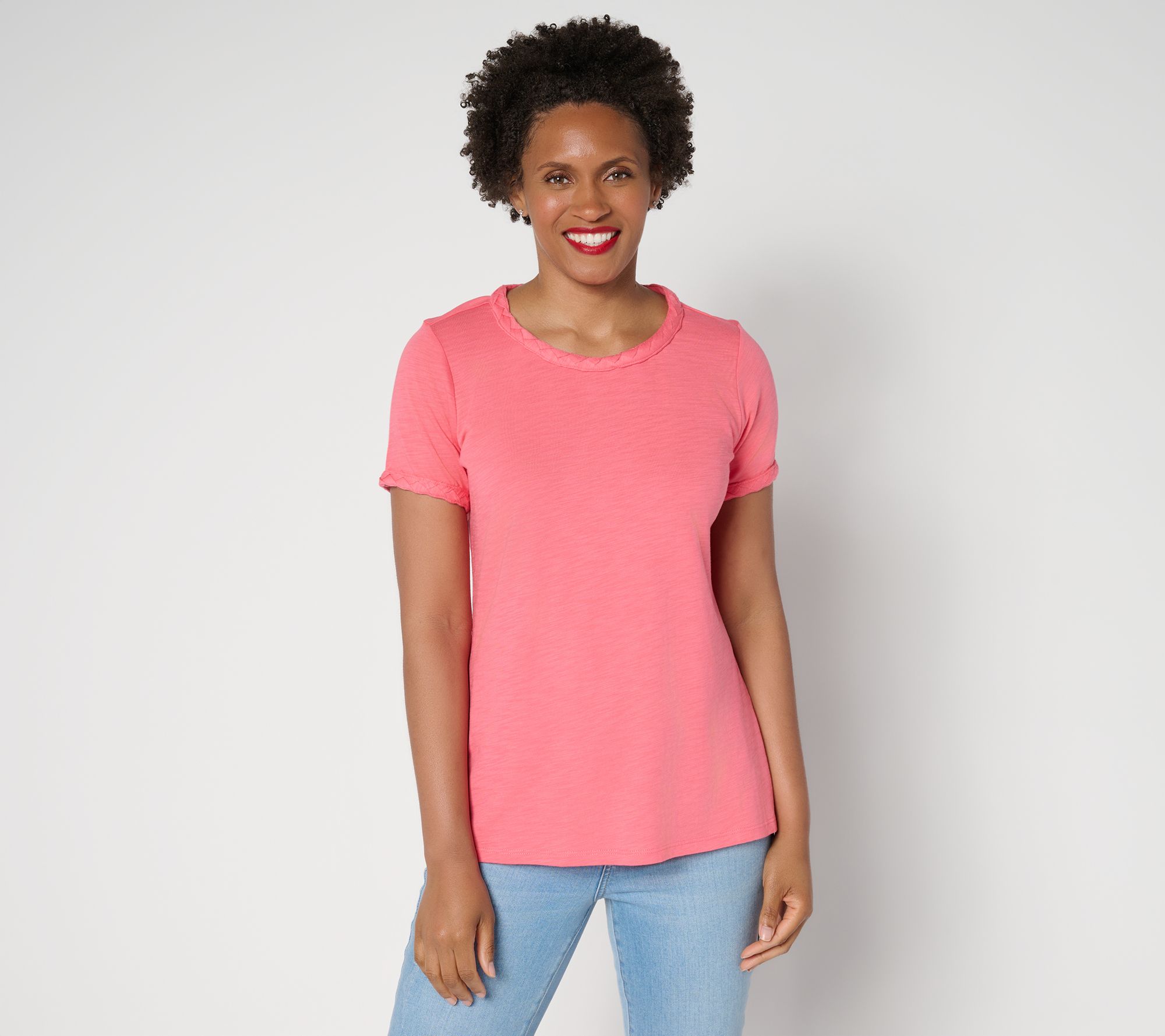 Belle by Kim Gravel Slub Knit Cape Cod Rope Trim Top