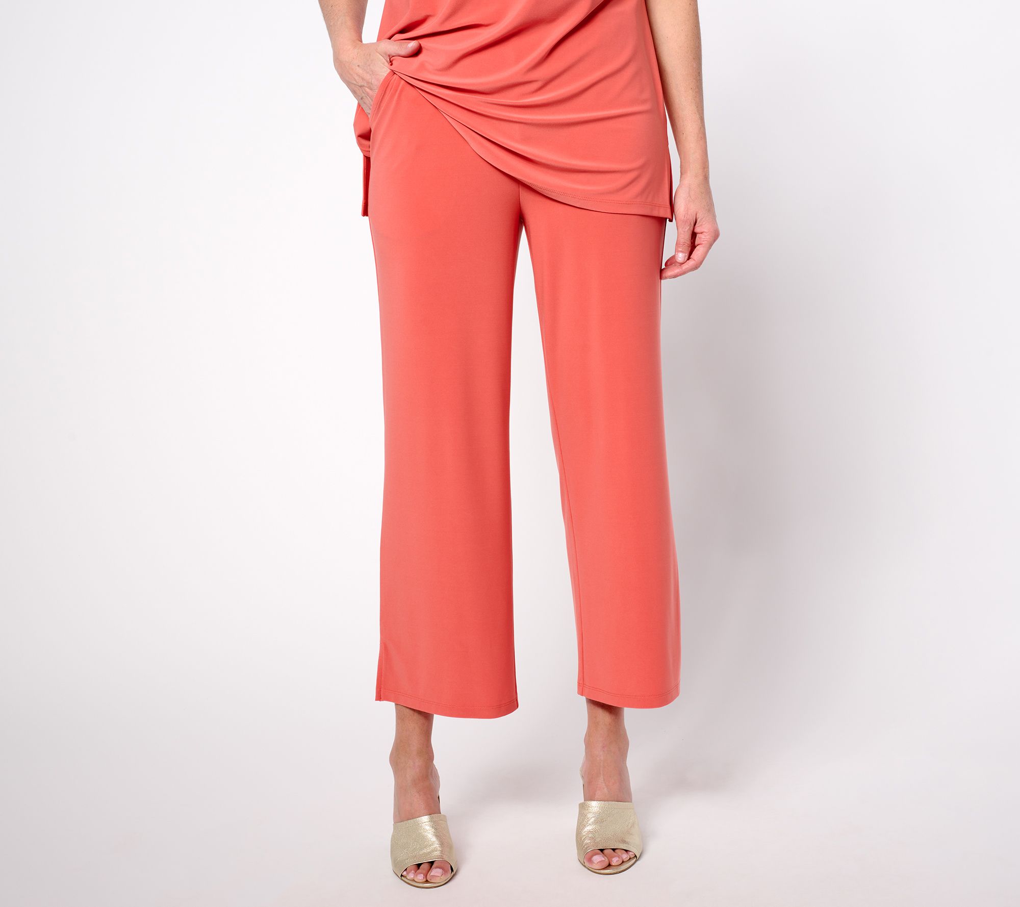 Attitudes by Renee Petite La Roma Jersey Wide Leg Crop Pants