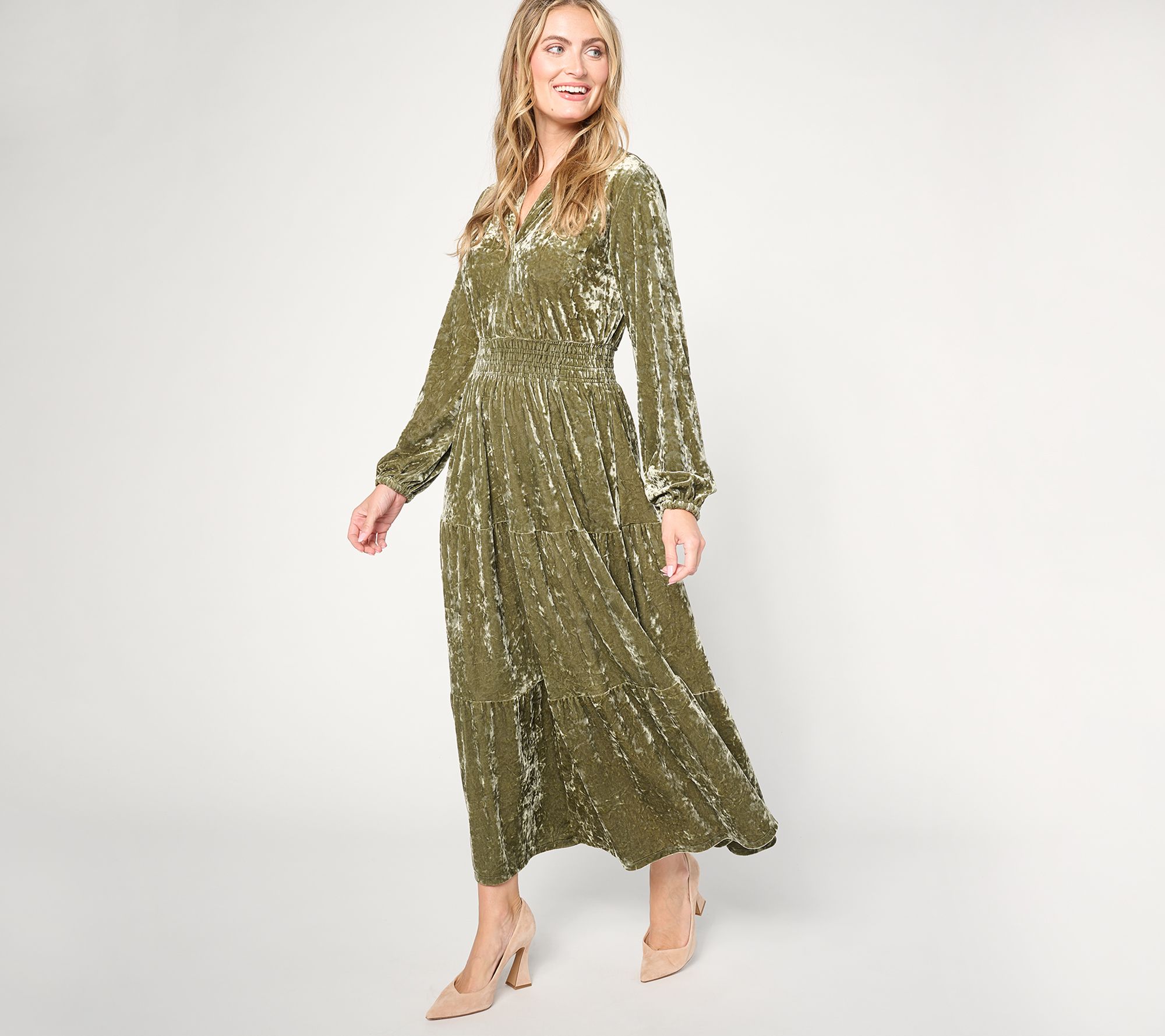 "As Is" Belle Boho by Kim Gravel Regular Crushed Velvet Maxi Dress
