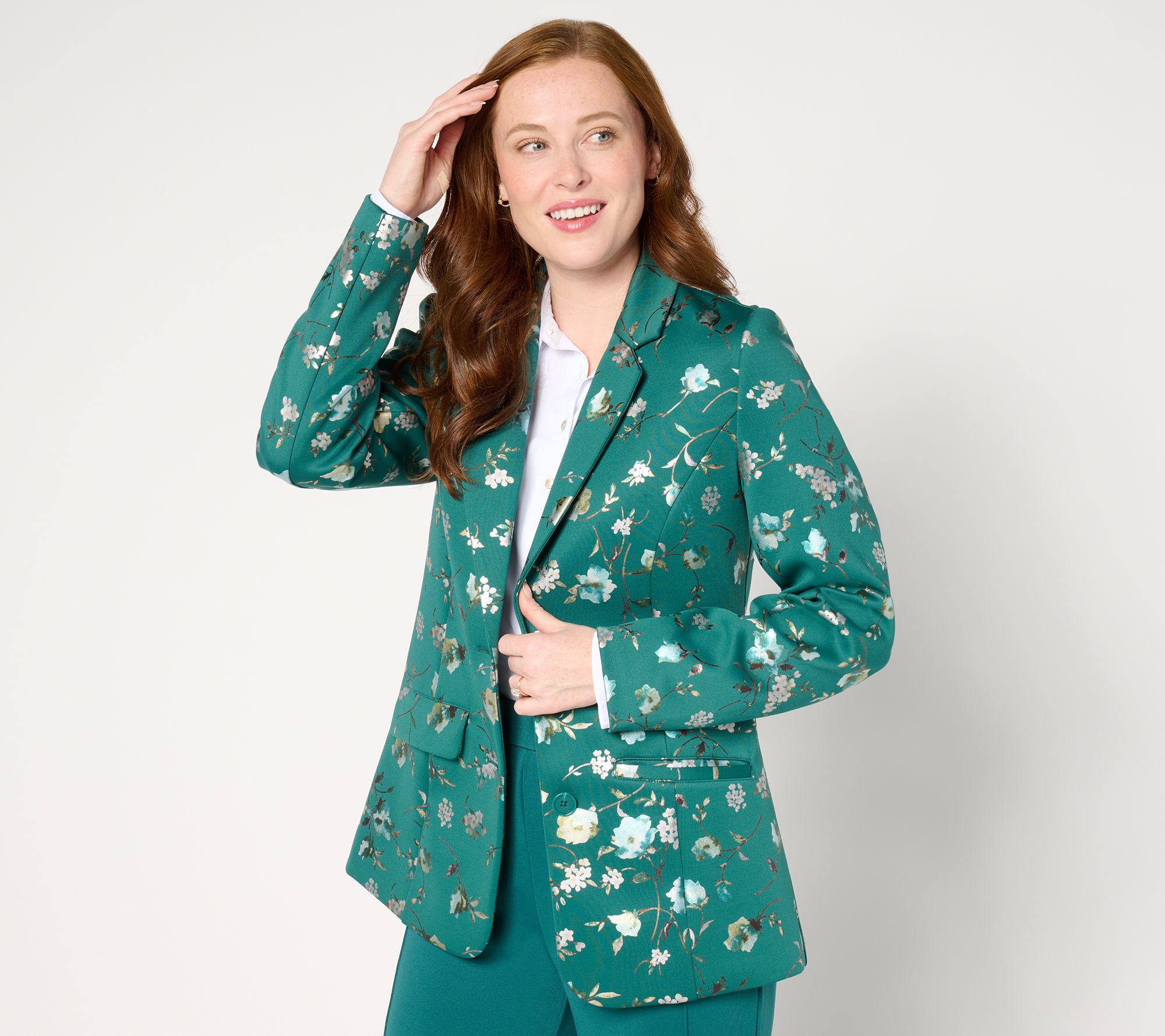 "As Is" Isaac Mizrahi Live! Regular Scuba Crepe Two- Button Blazer