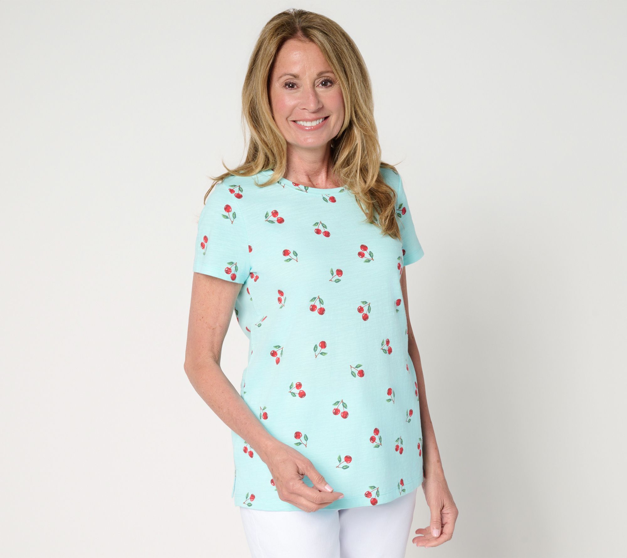 Belle by Kim Gravel Slub Knit Summer Scoop Neck Top