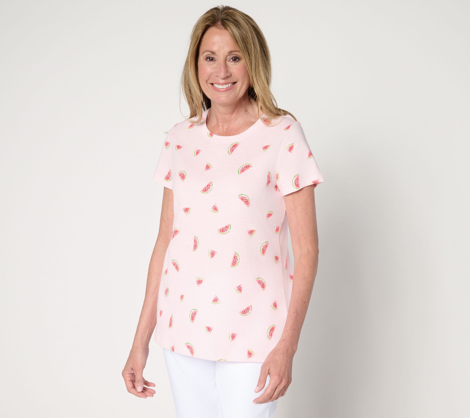 Belle by Kim Gravel Slub Knit Summer Scoop Neck Top