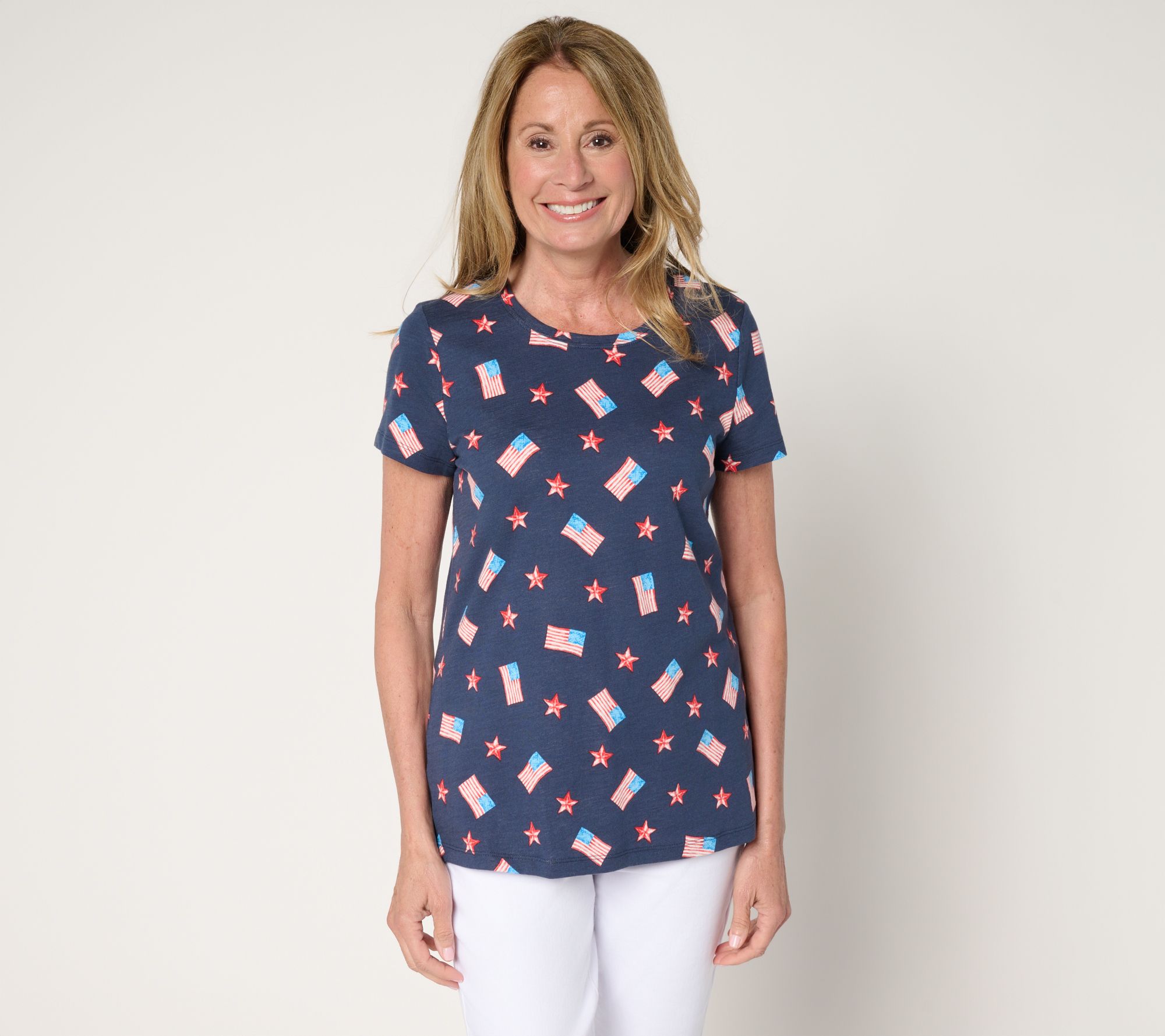 Belle by Kim Gravel Slub Knit Summer Scoop Neck Top
